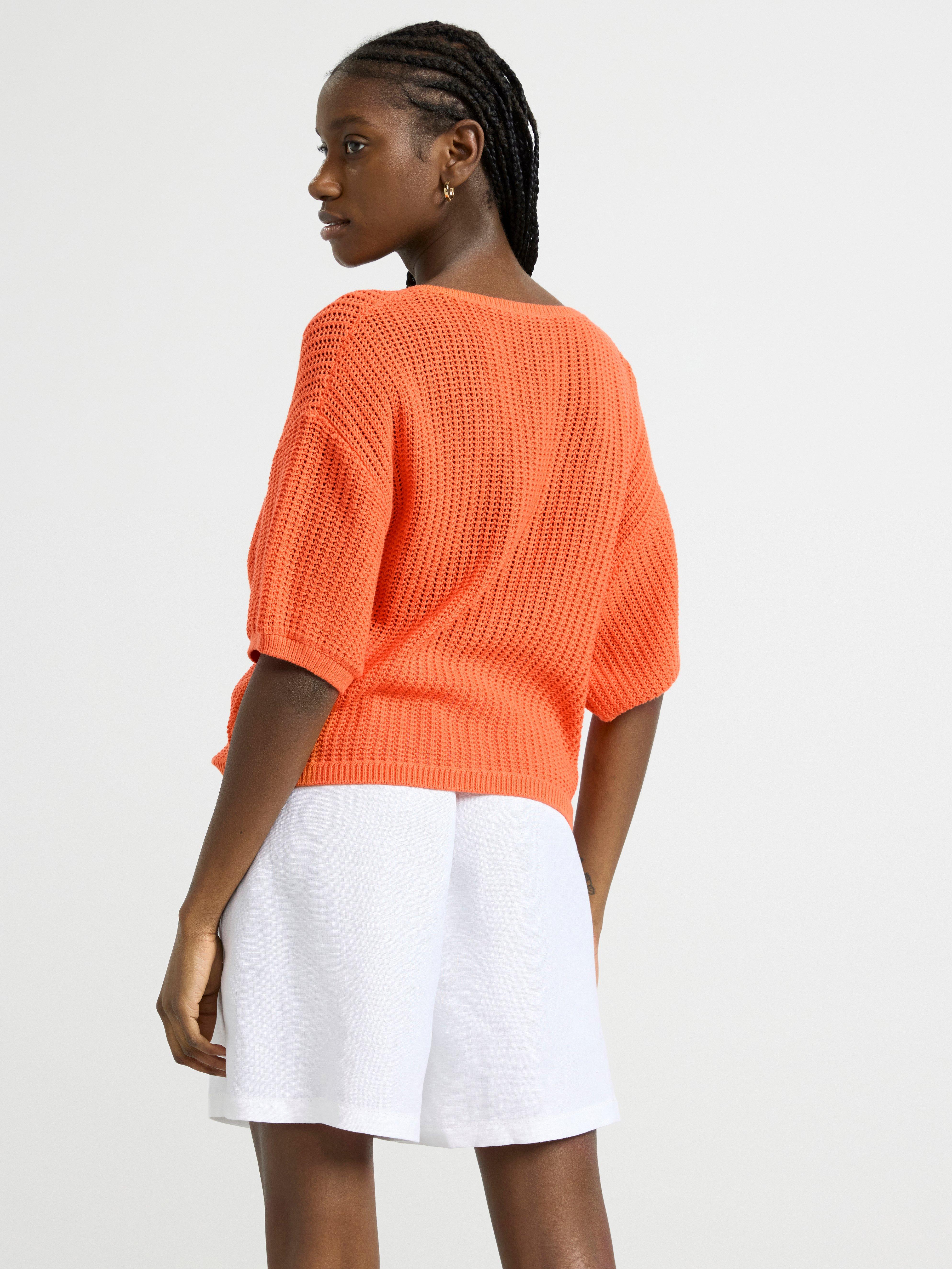 Short sleeve knitted jumper Orange