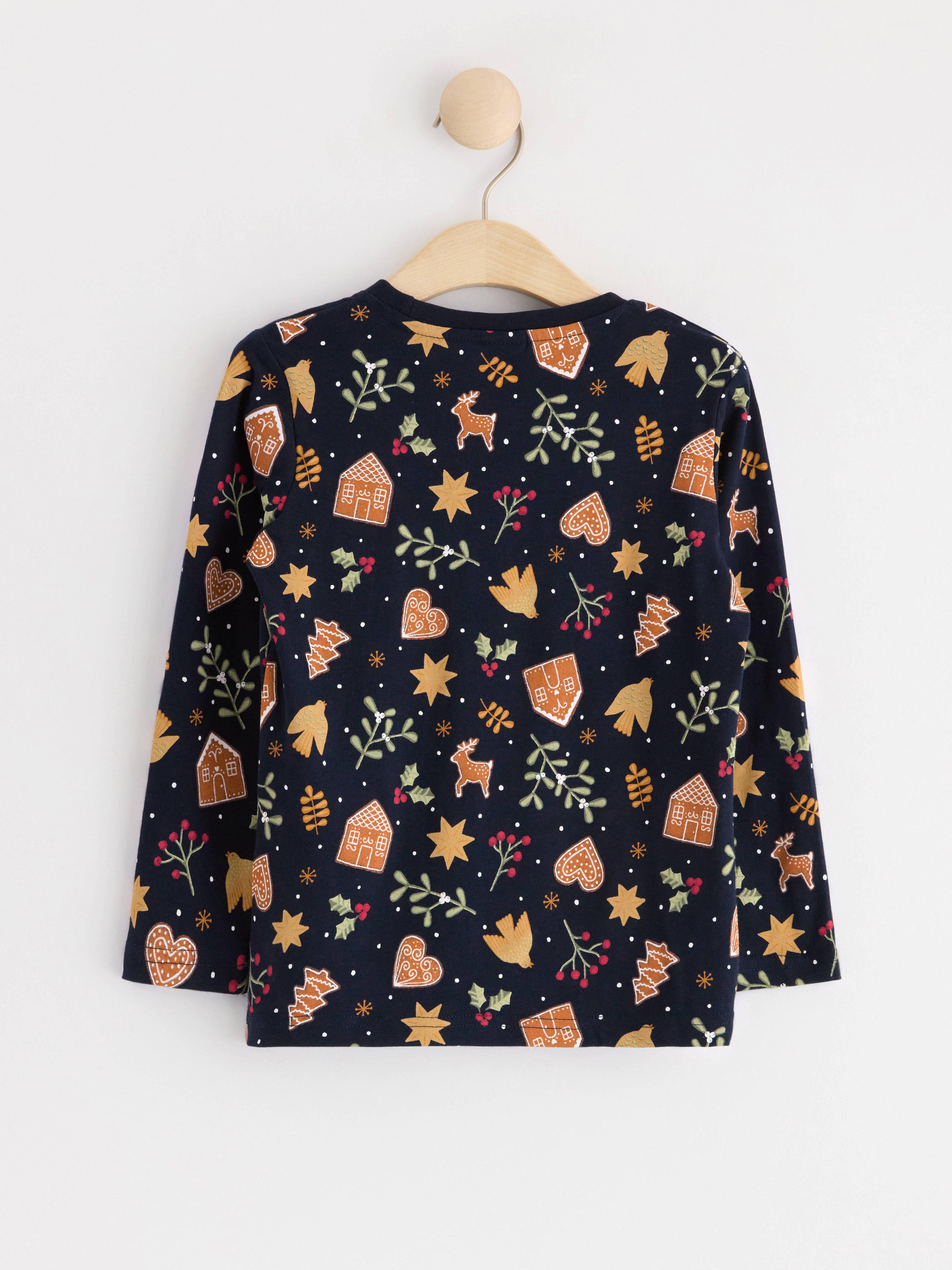 Long sleeve top with gingerbread Dark Navy