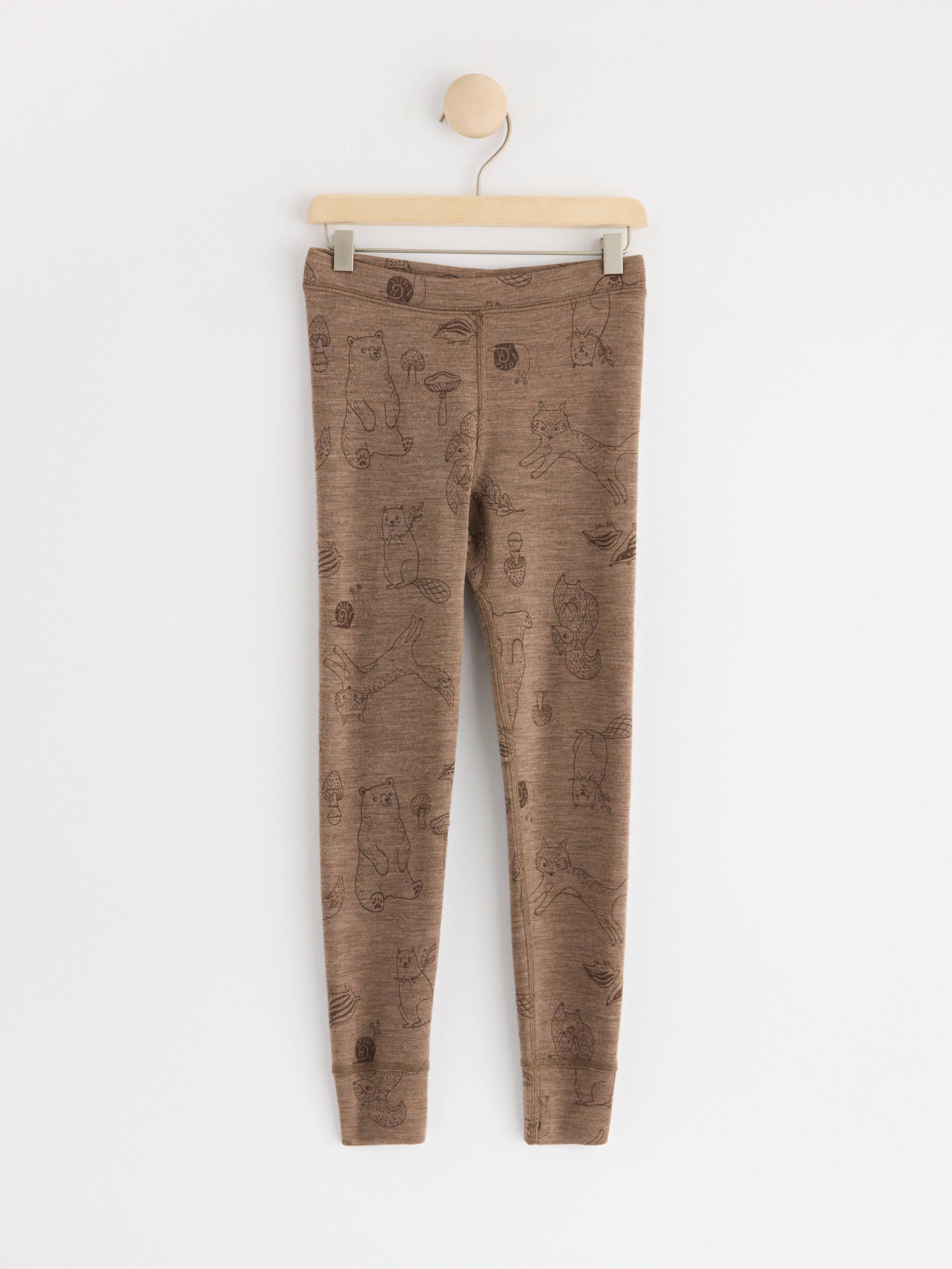 Leggings in merino wool Brown Melange
