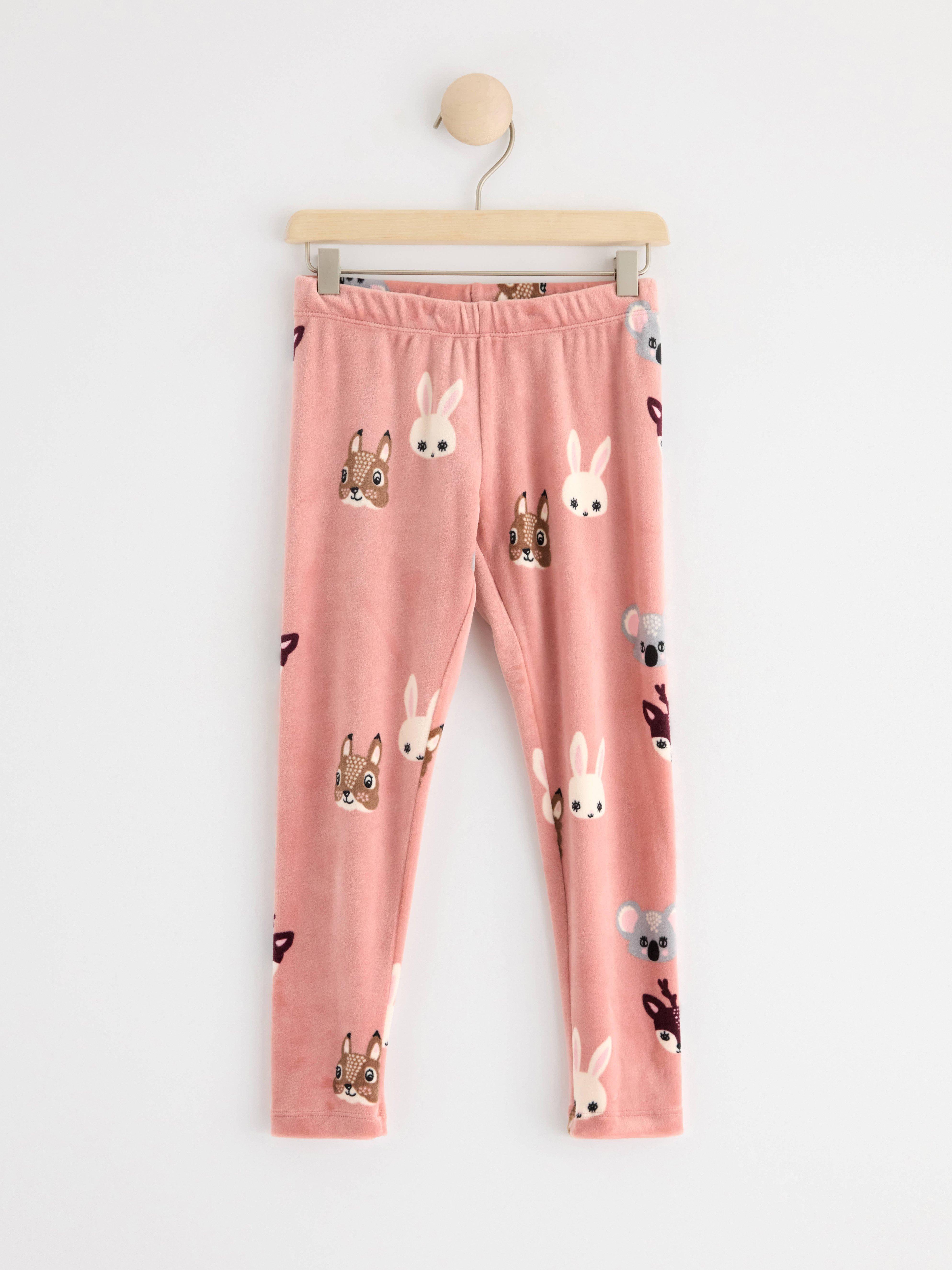 Velour leggings with animals Dusty Pink