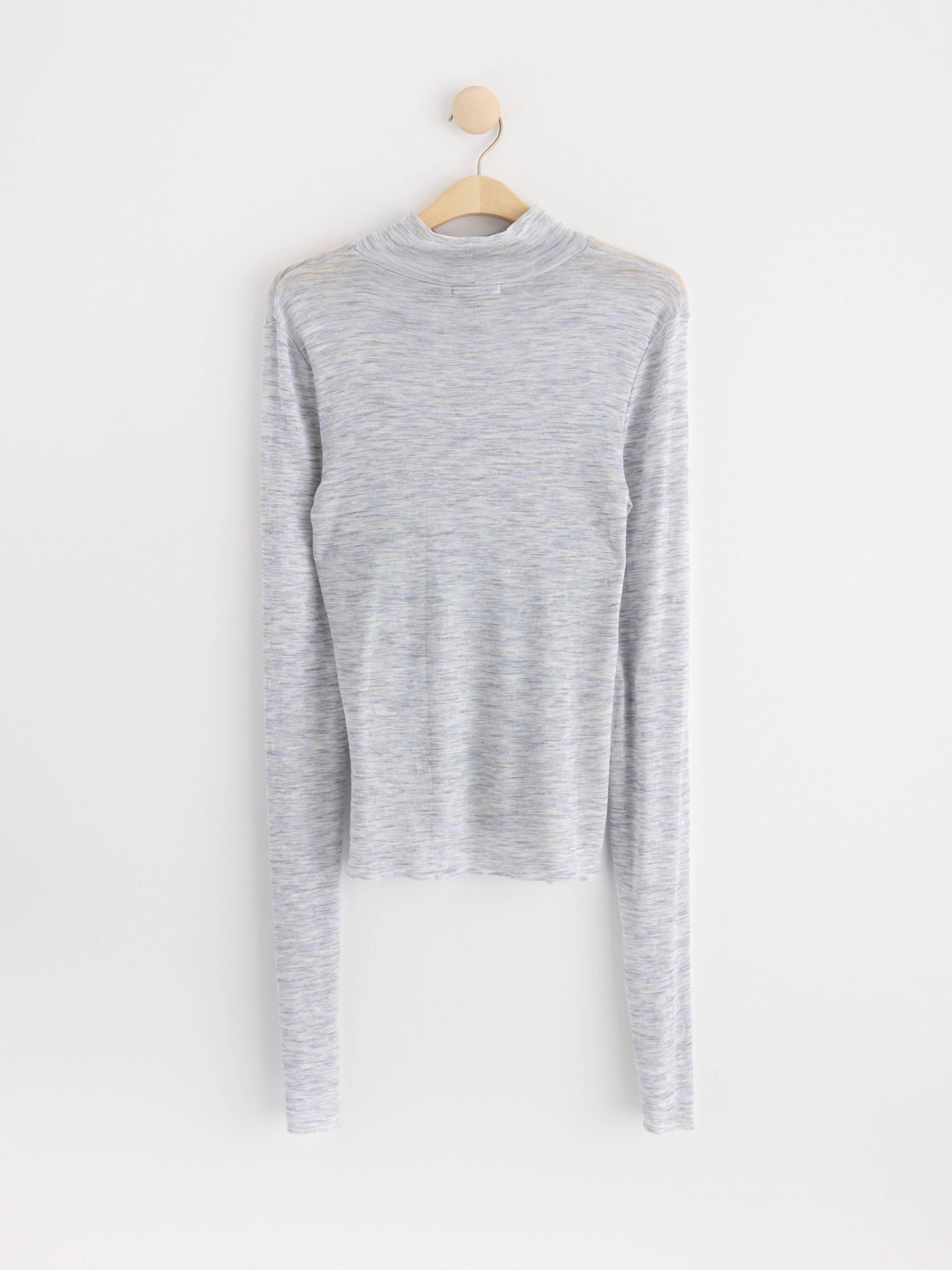 Long sleeve top in merino wool Light Grey Melange