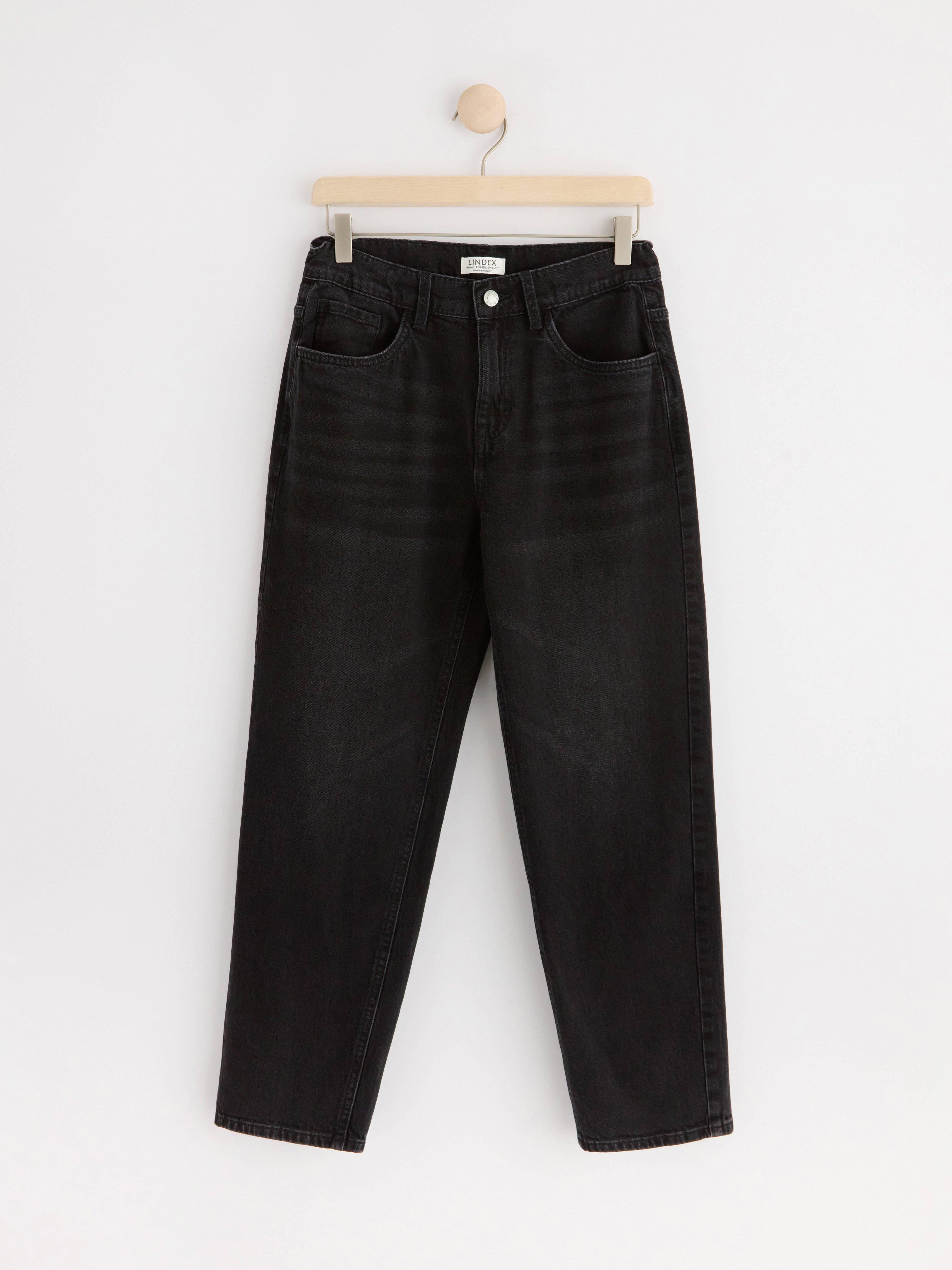 Wilmer Wide tapered leg regular waist jeans Black