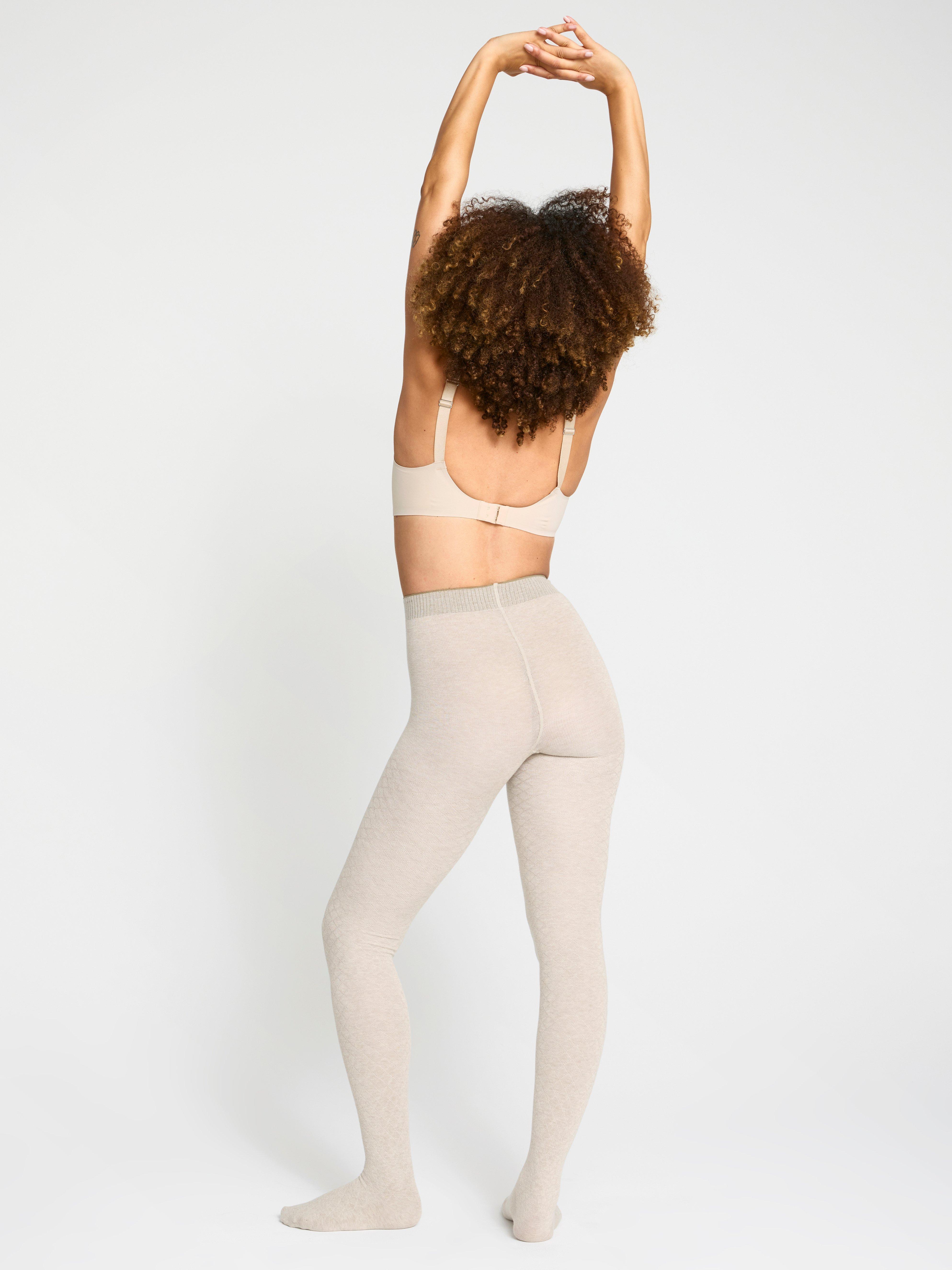 Jacquard patterned tights Light beige melange
