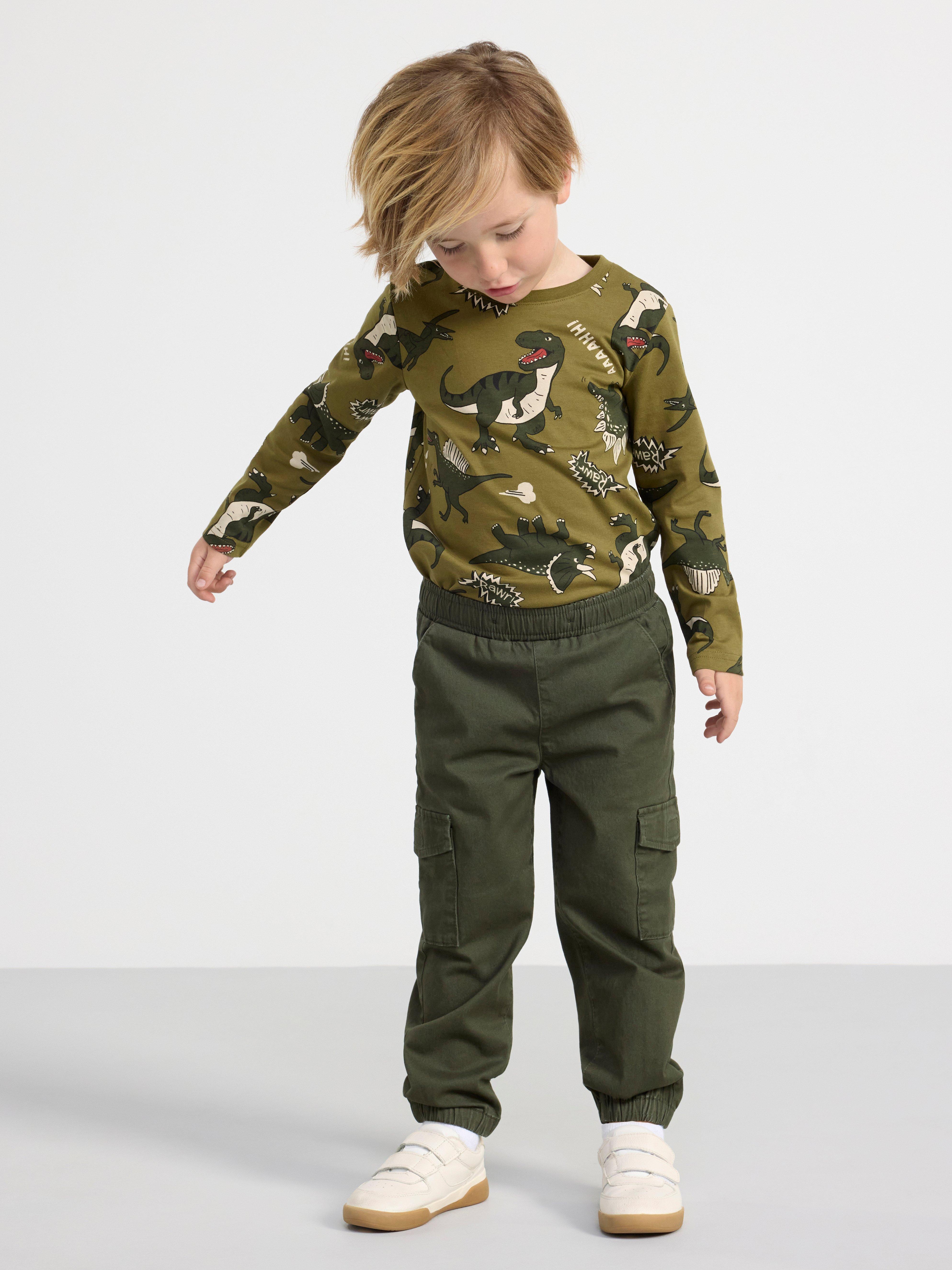 Long sleeve top with dinosaurs Dark Green