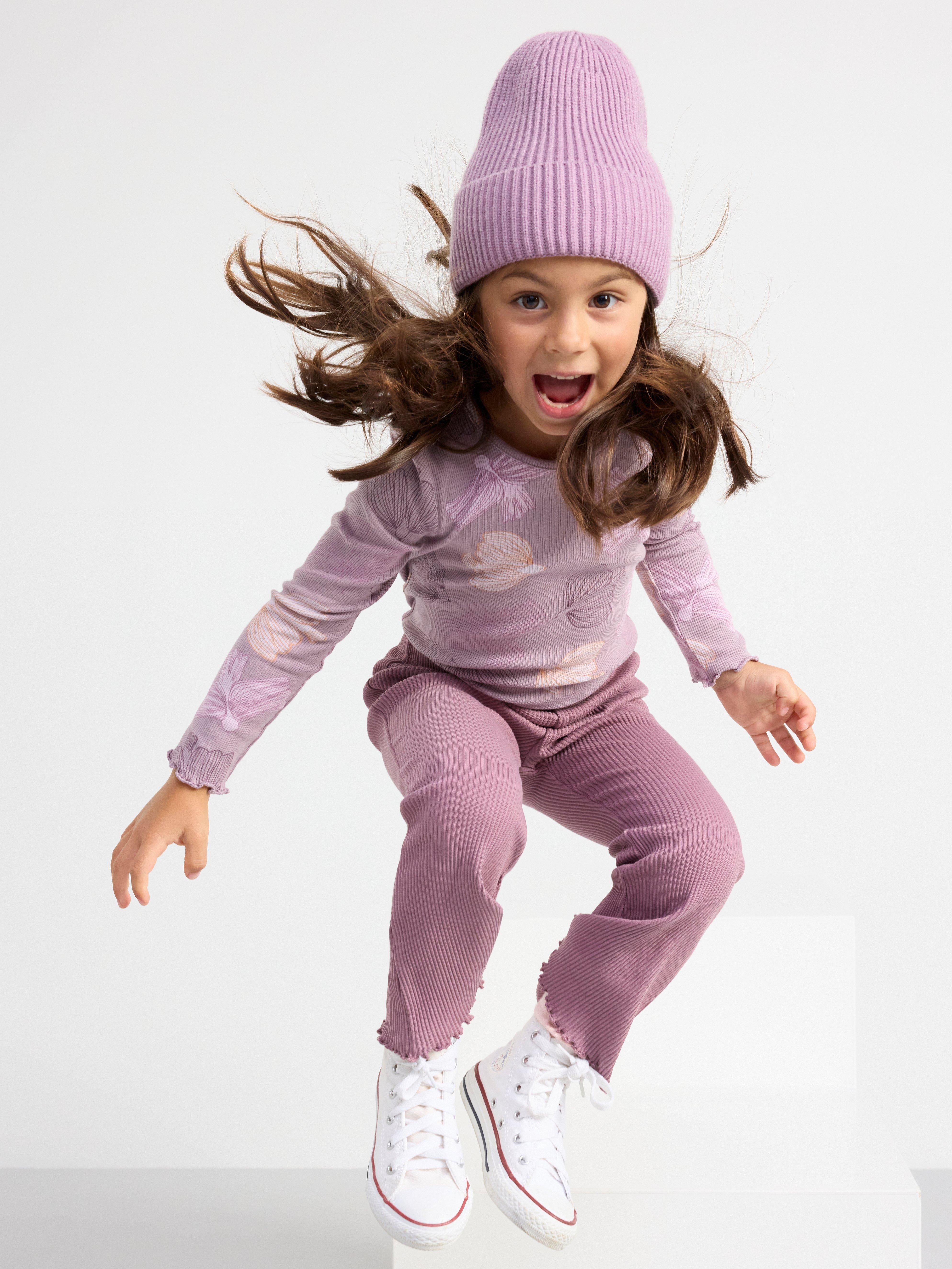 Ribbed flared leggings Dusty Lilac