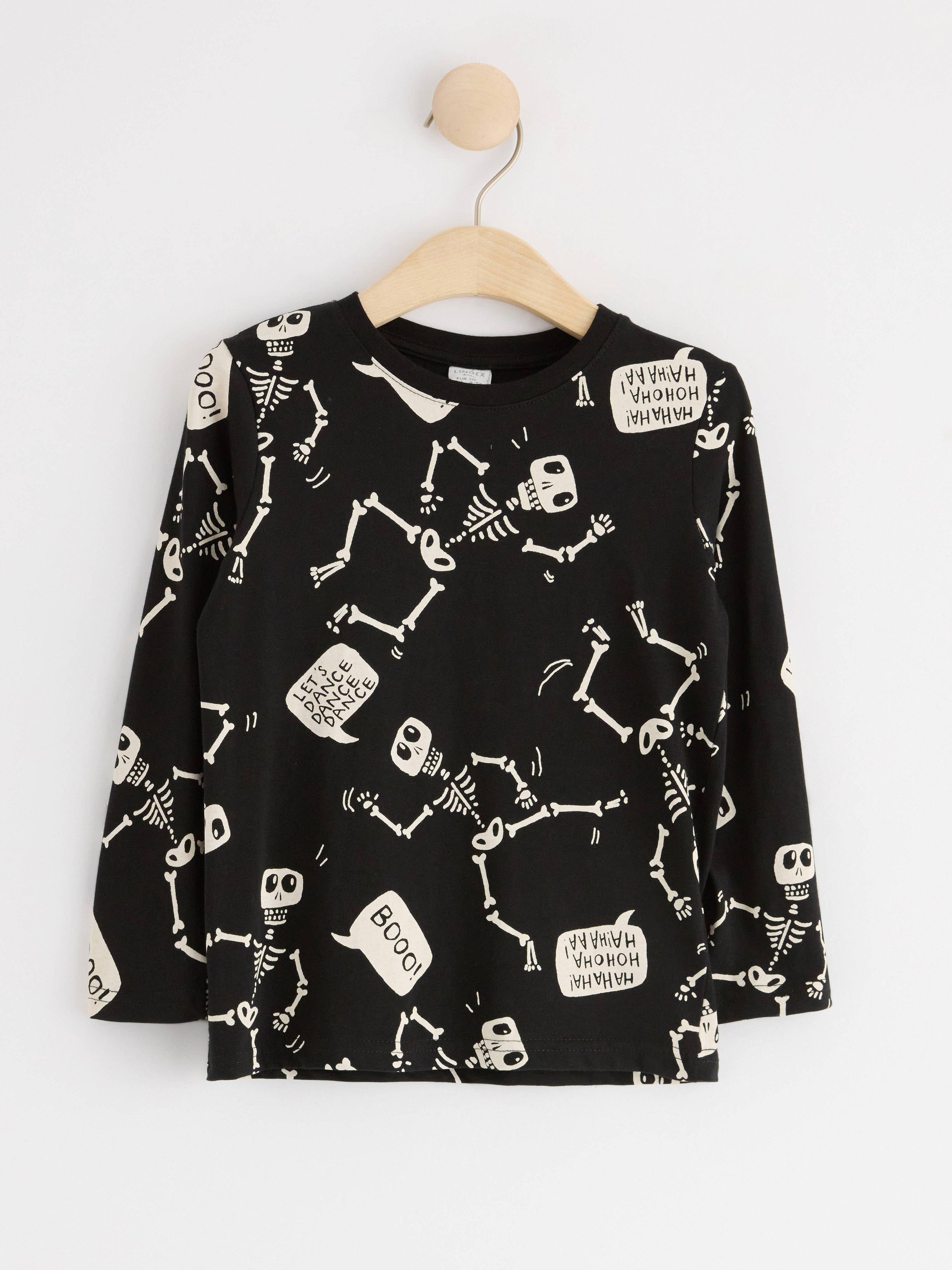 Long sleeve top with skeletons Black