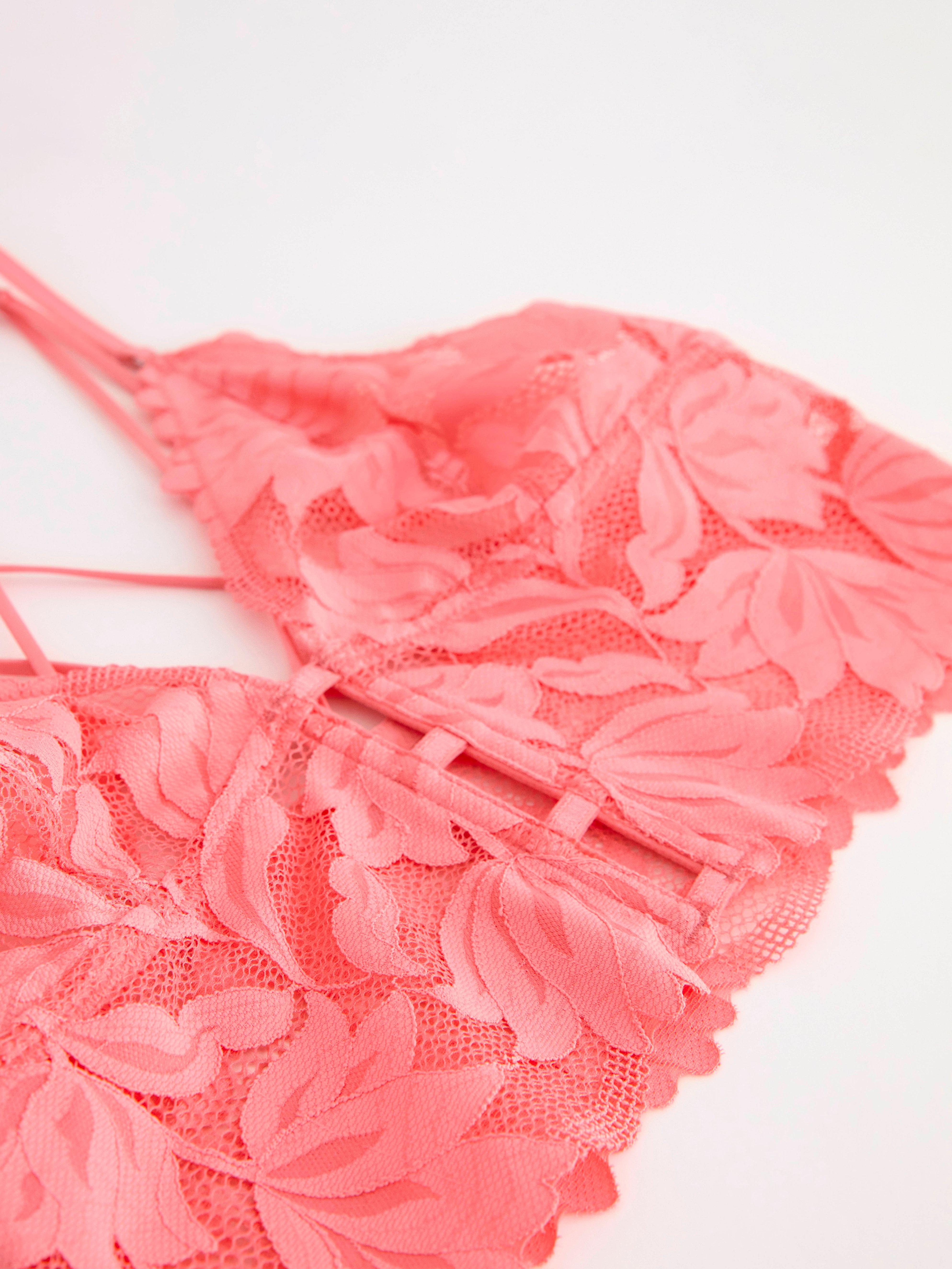 Unpadded bralette with lace Pink