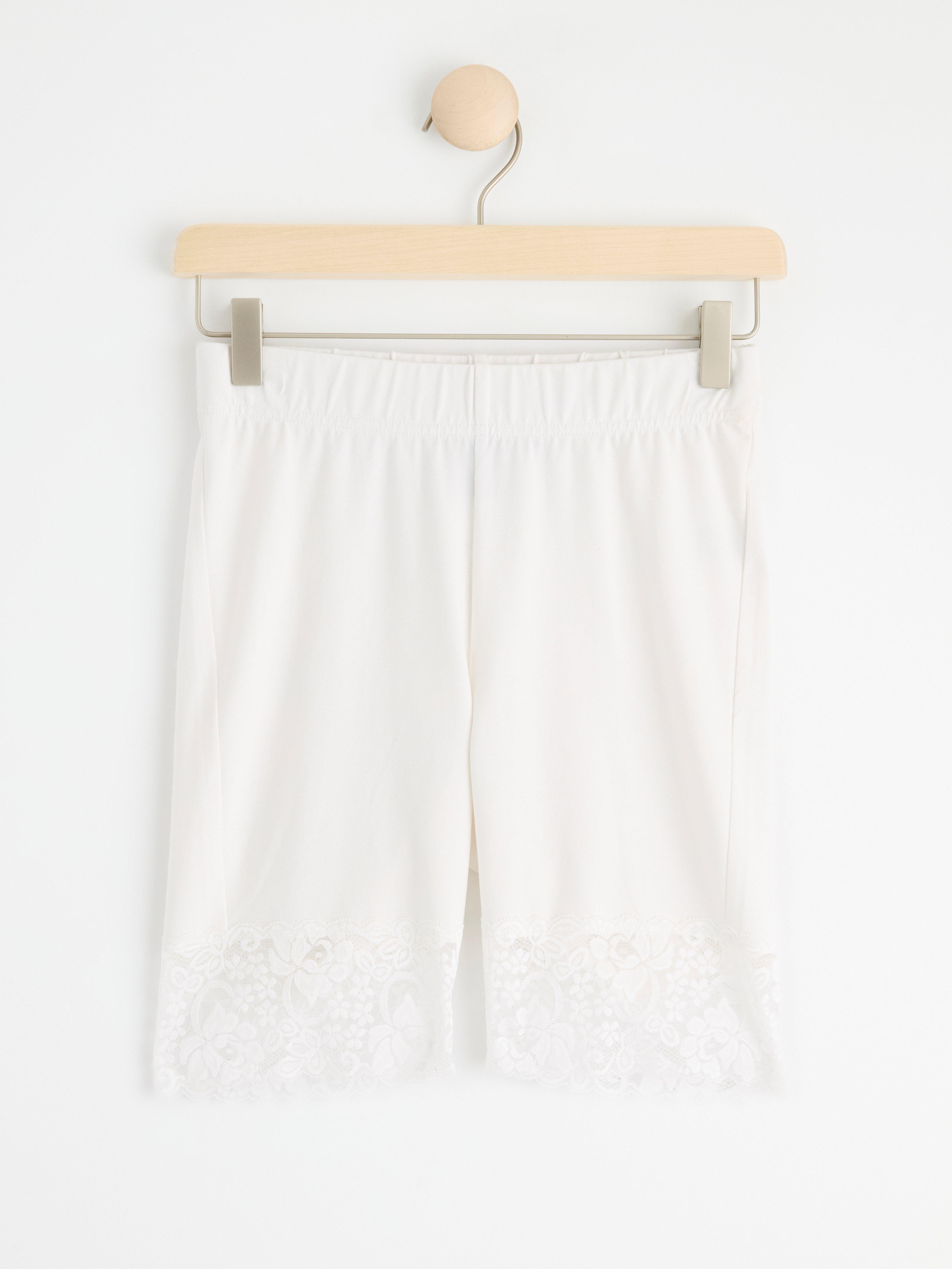 Cycling shorts with lace trim White