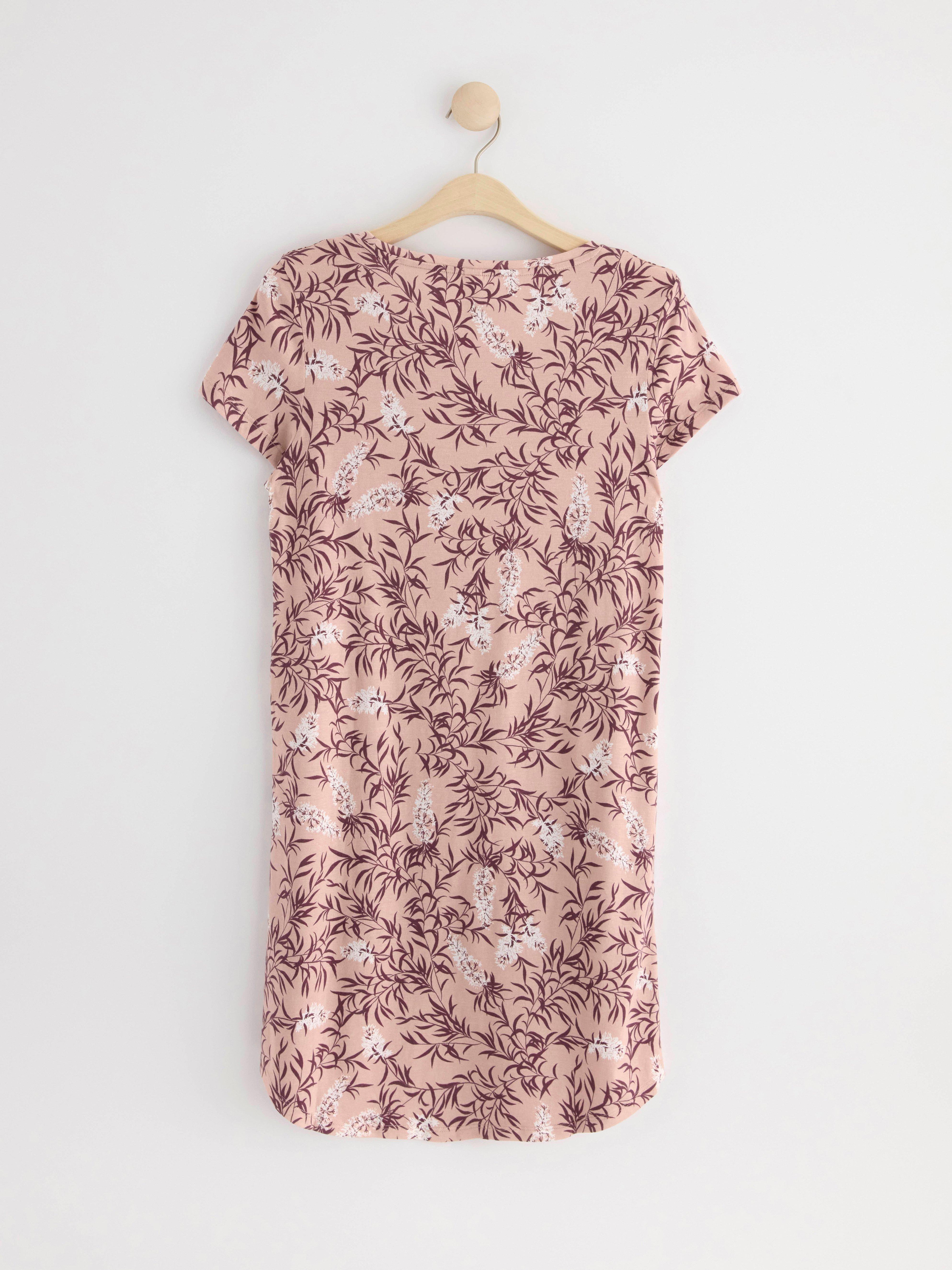 Night dress with flowers Light Dusty Pink