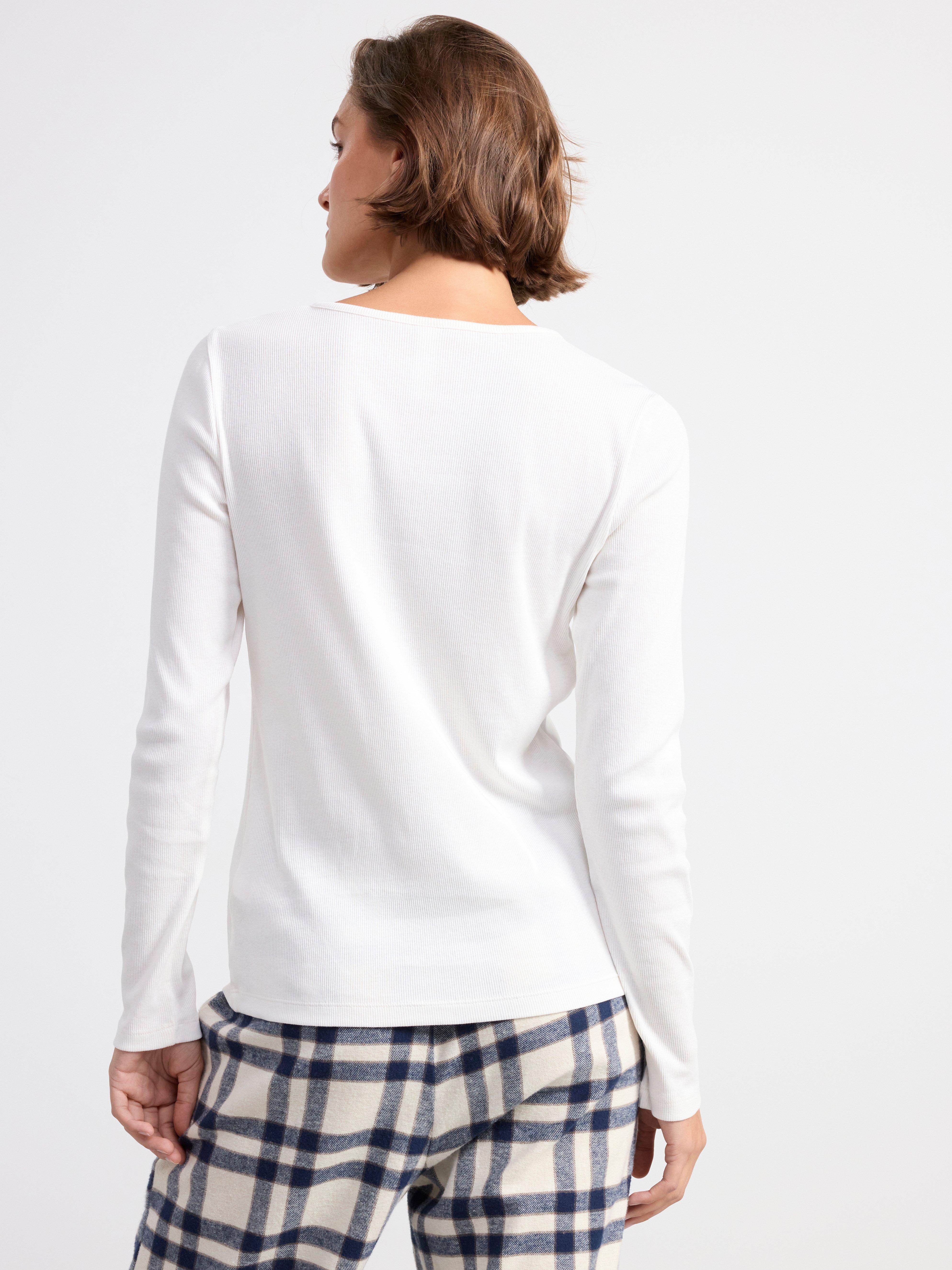 Ribbed long sleeve pyjama top Off White