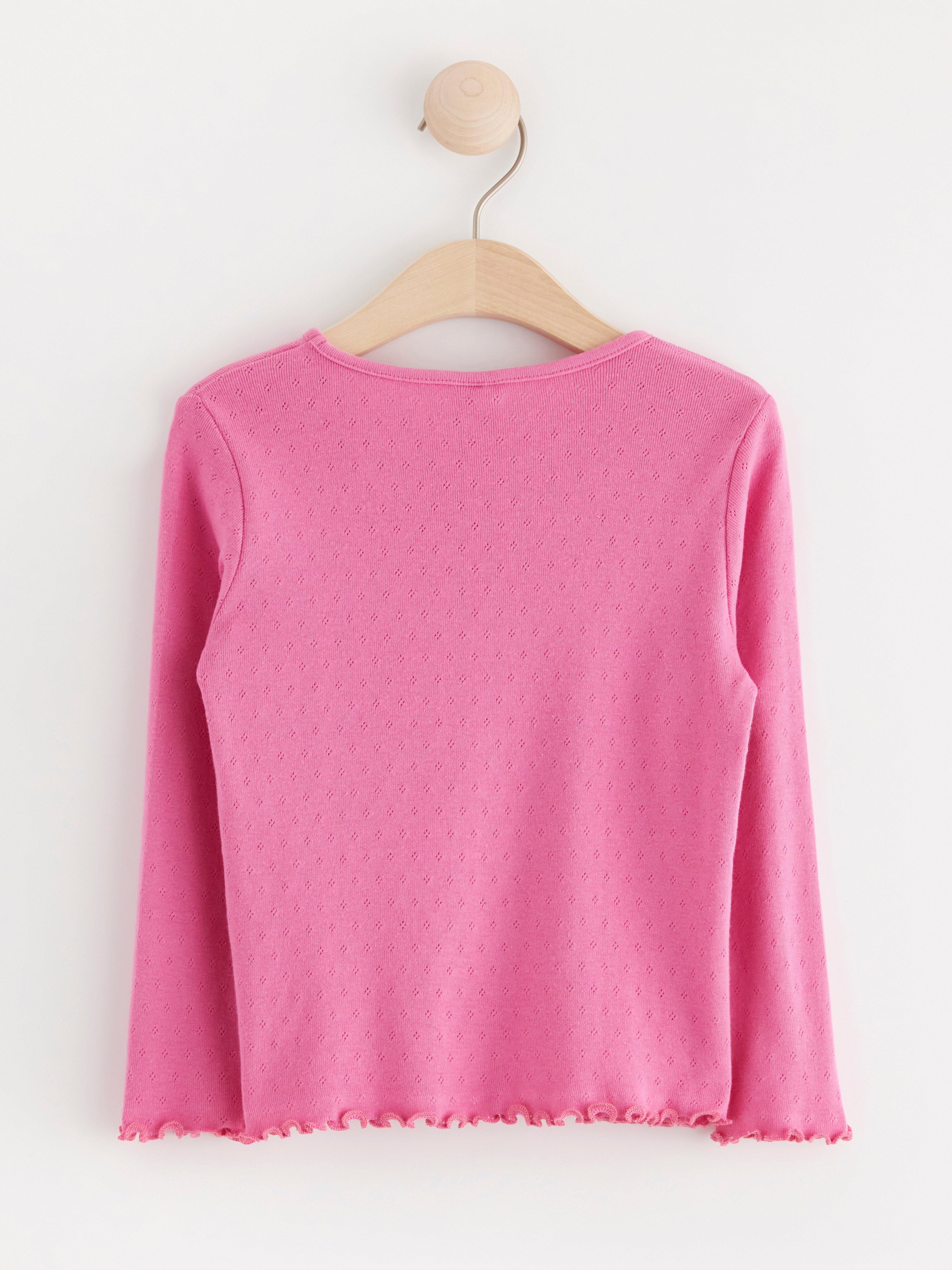 Top in pointelle with frills Pink