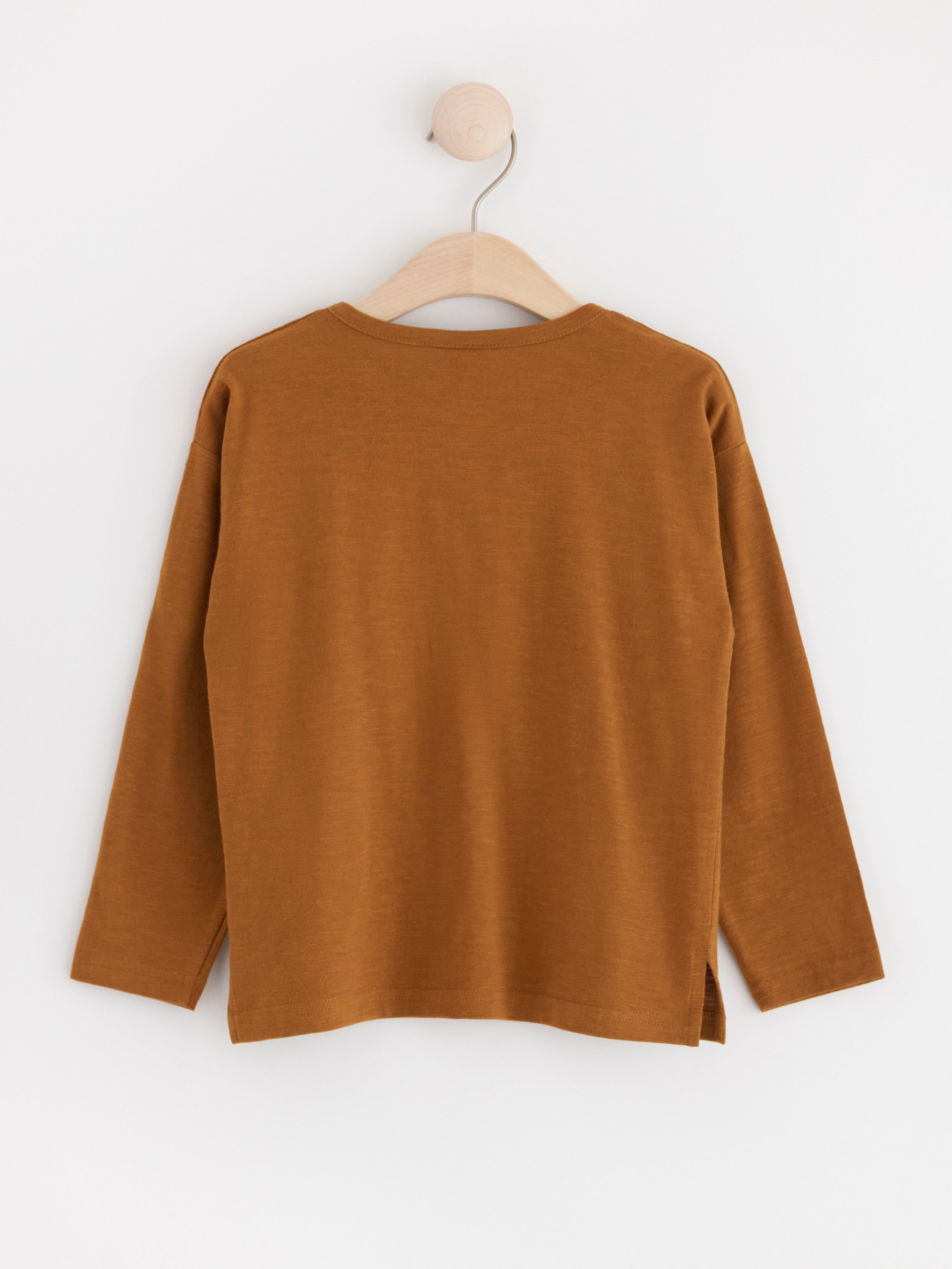 Long sleeve top with buttons Brown
