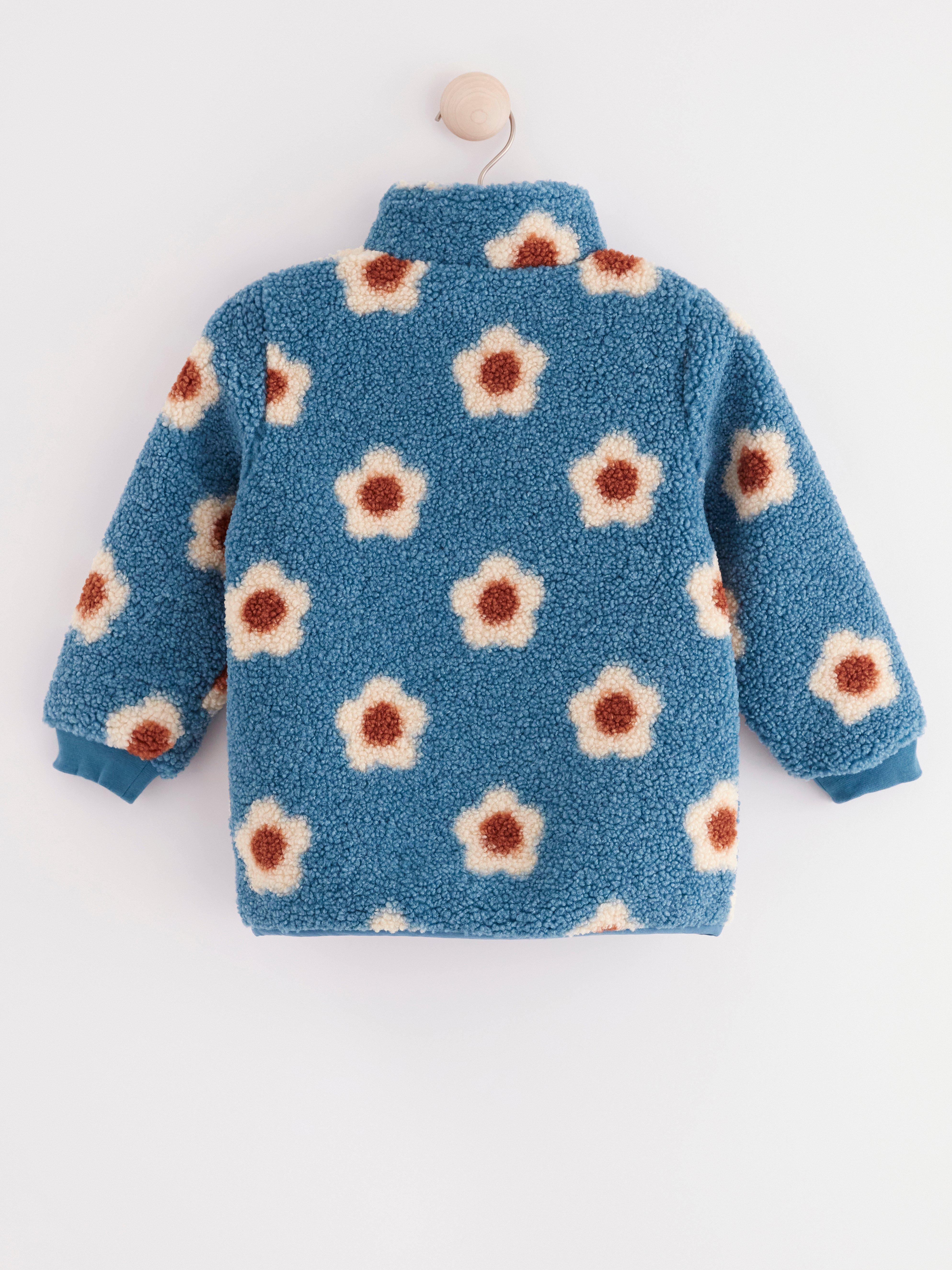 Pile jacket with flowers Light Dusty Blue