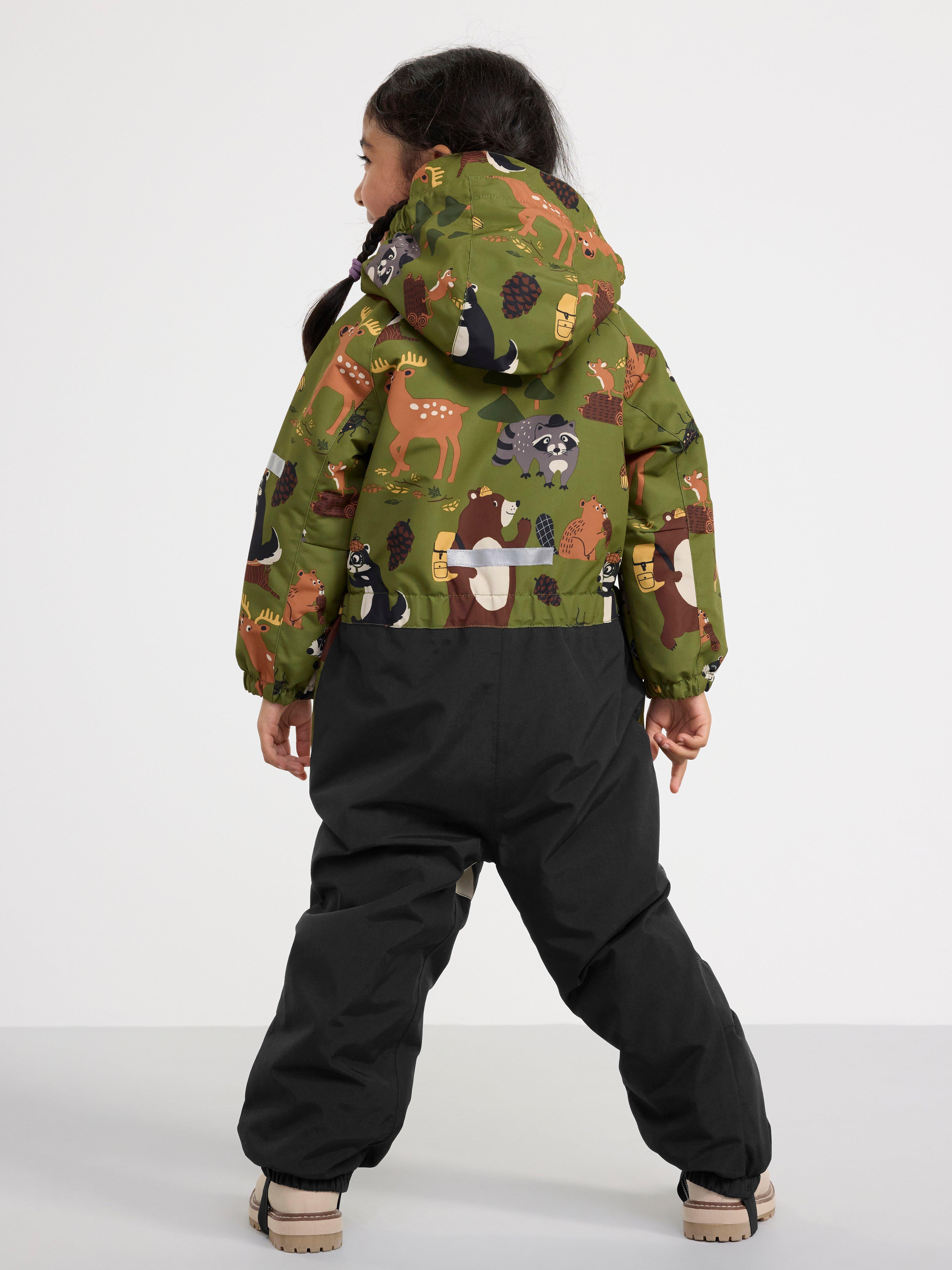 FIX Overall with animal print waterproof Dark Green