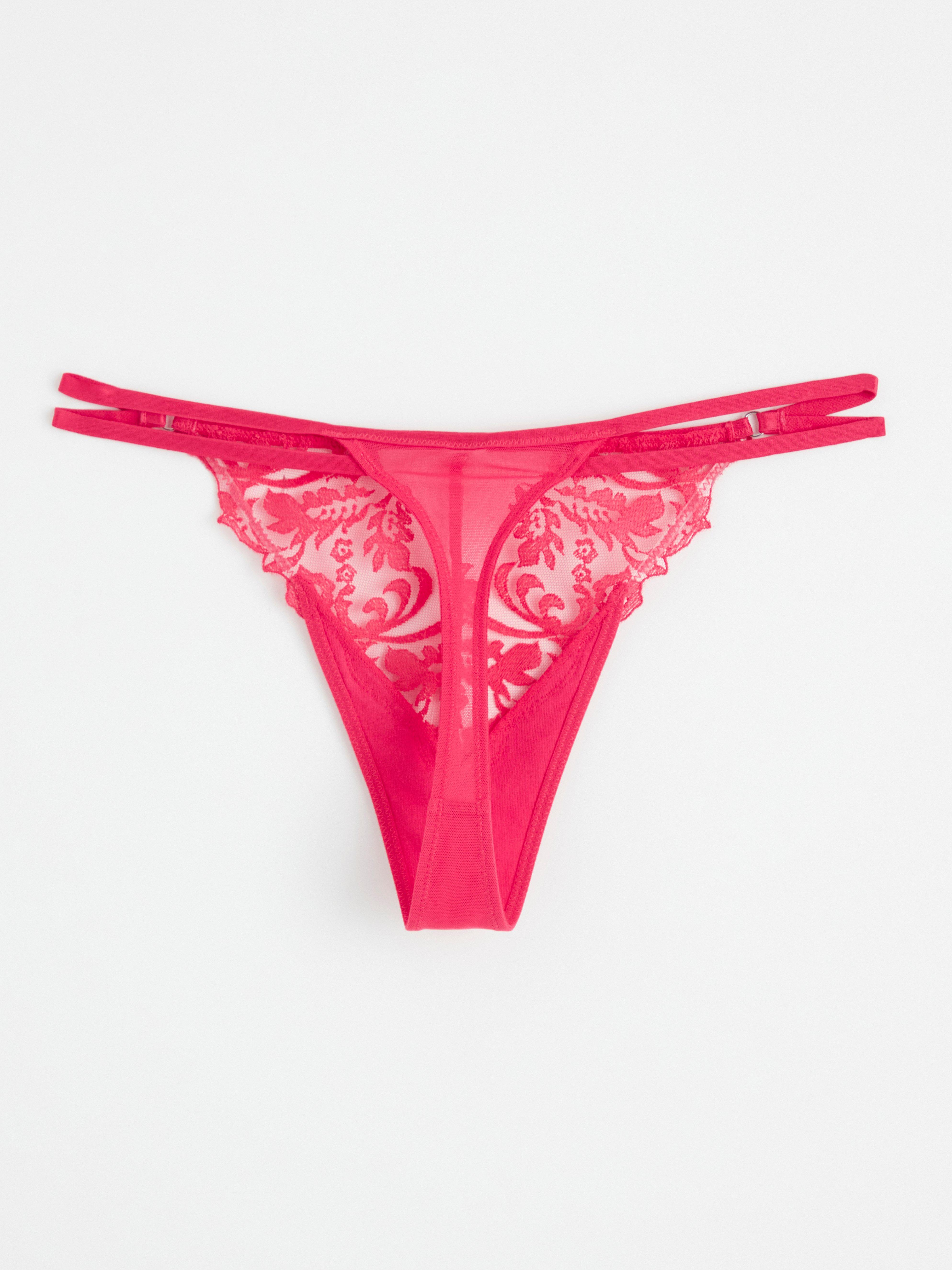 Thong low waist with lace Red
