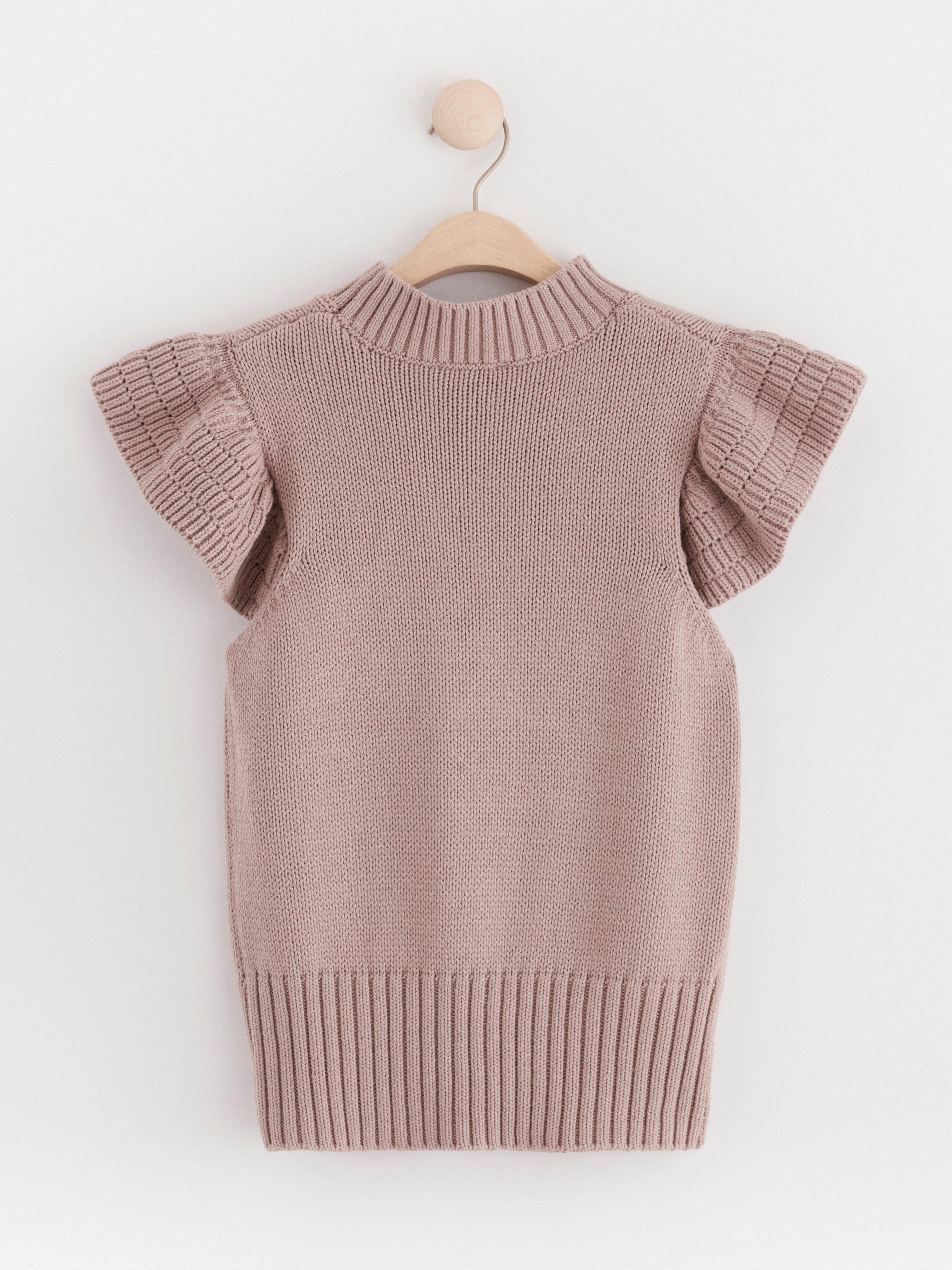 Knitted jumper with flounce sleeves Light Dusty Lilac