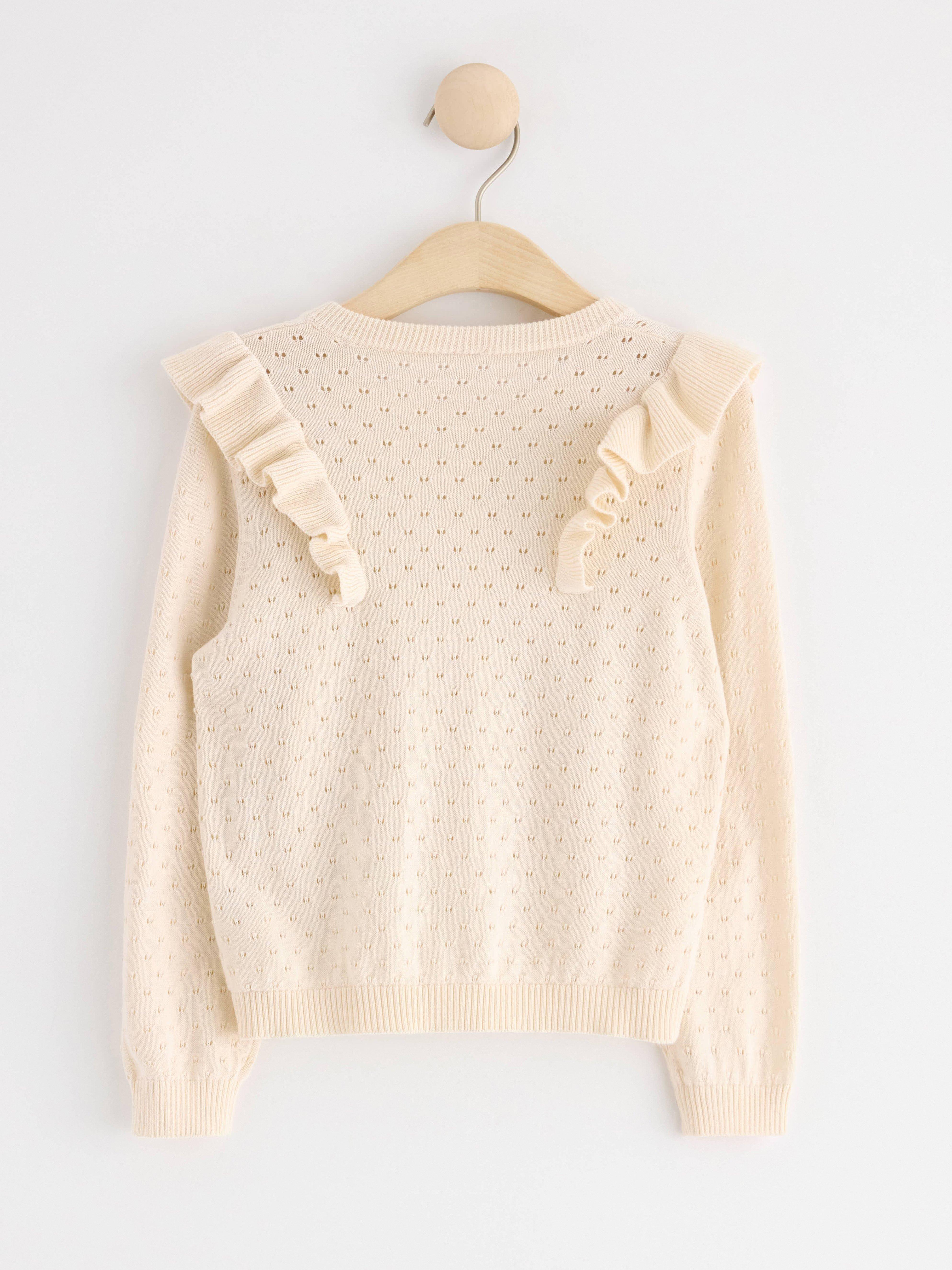 Knitted cardigan with frill Light Dusty White