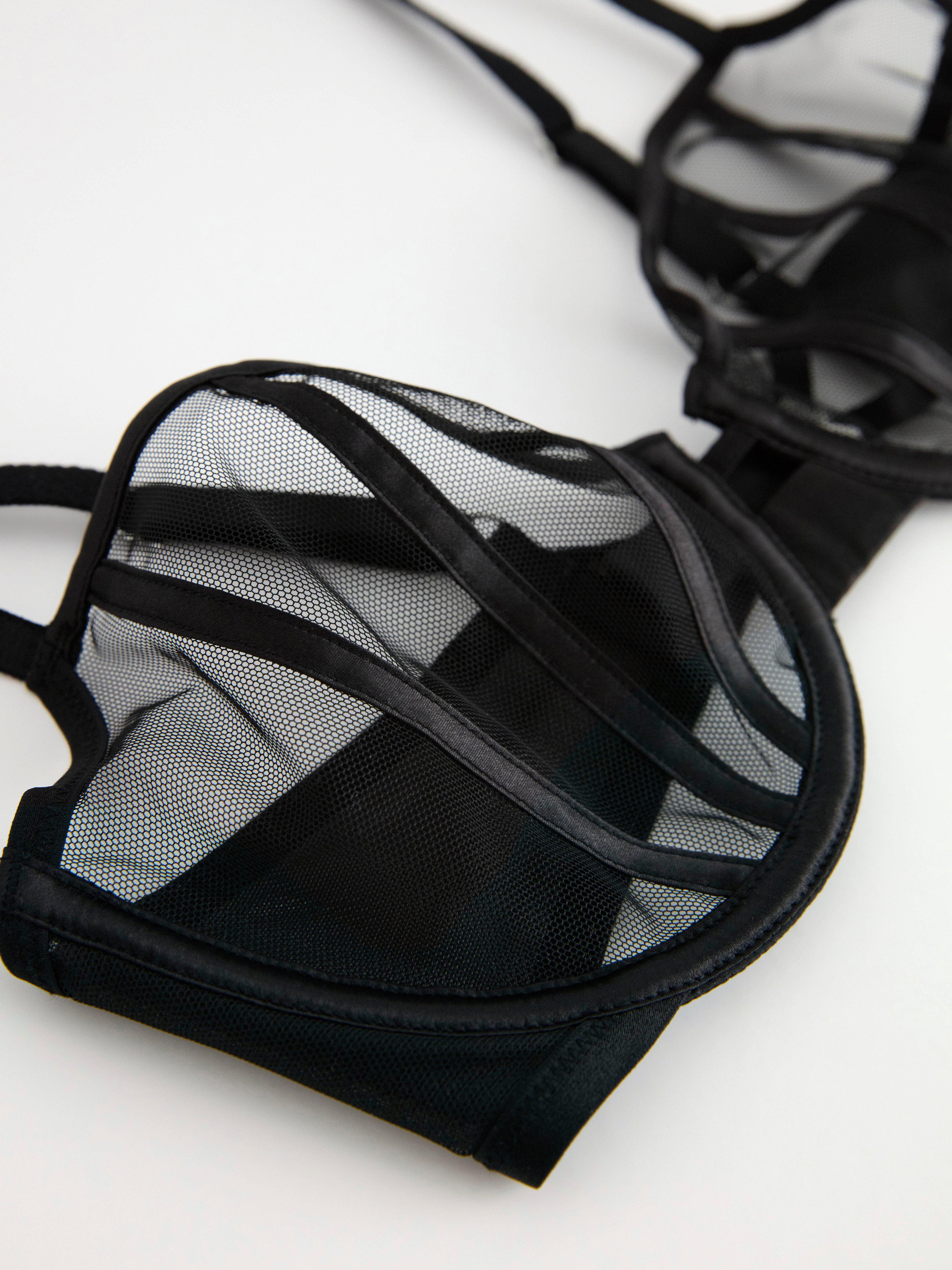 Senna unpadded bra with mesh Black