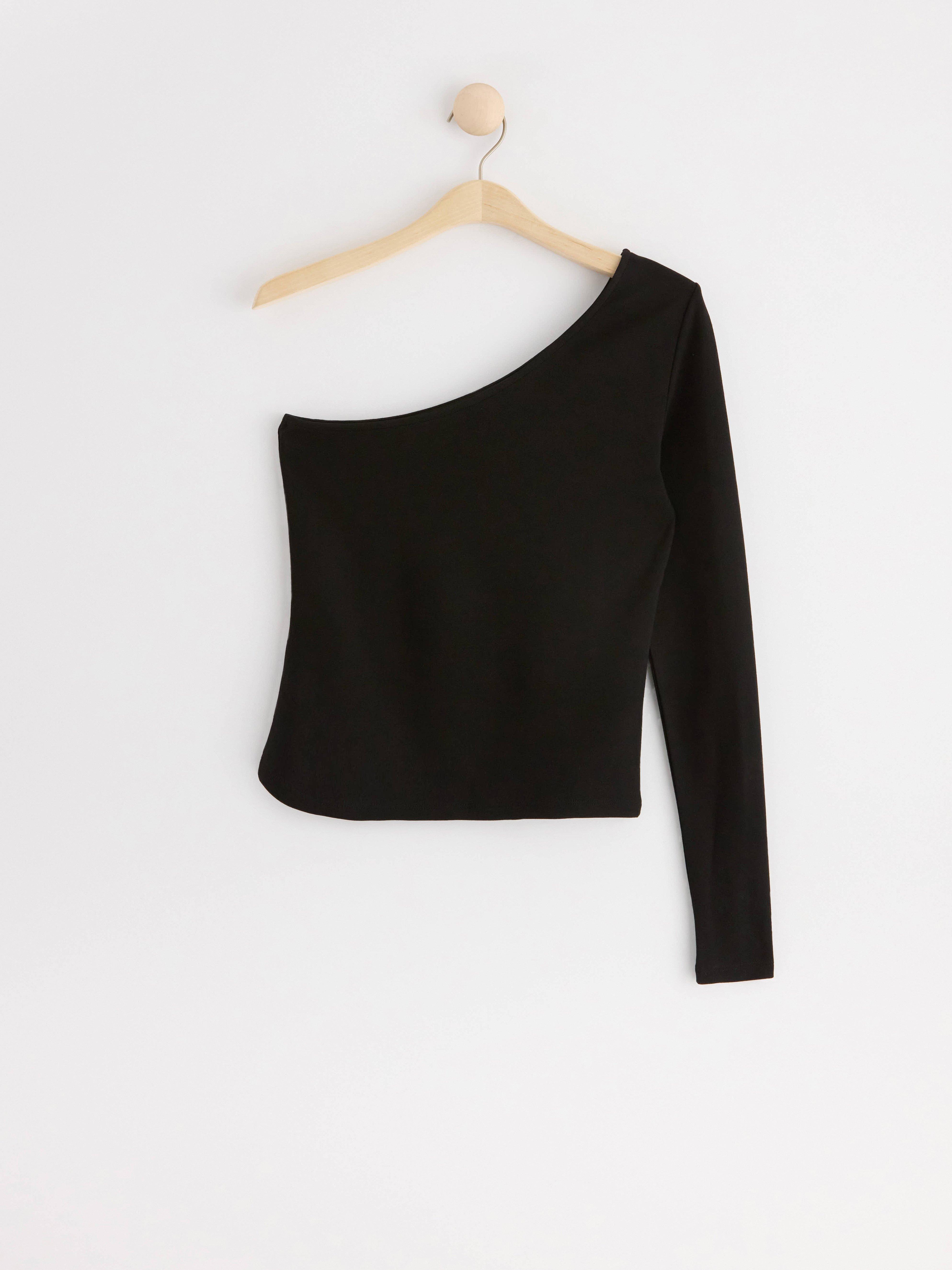 One shoulder top Black