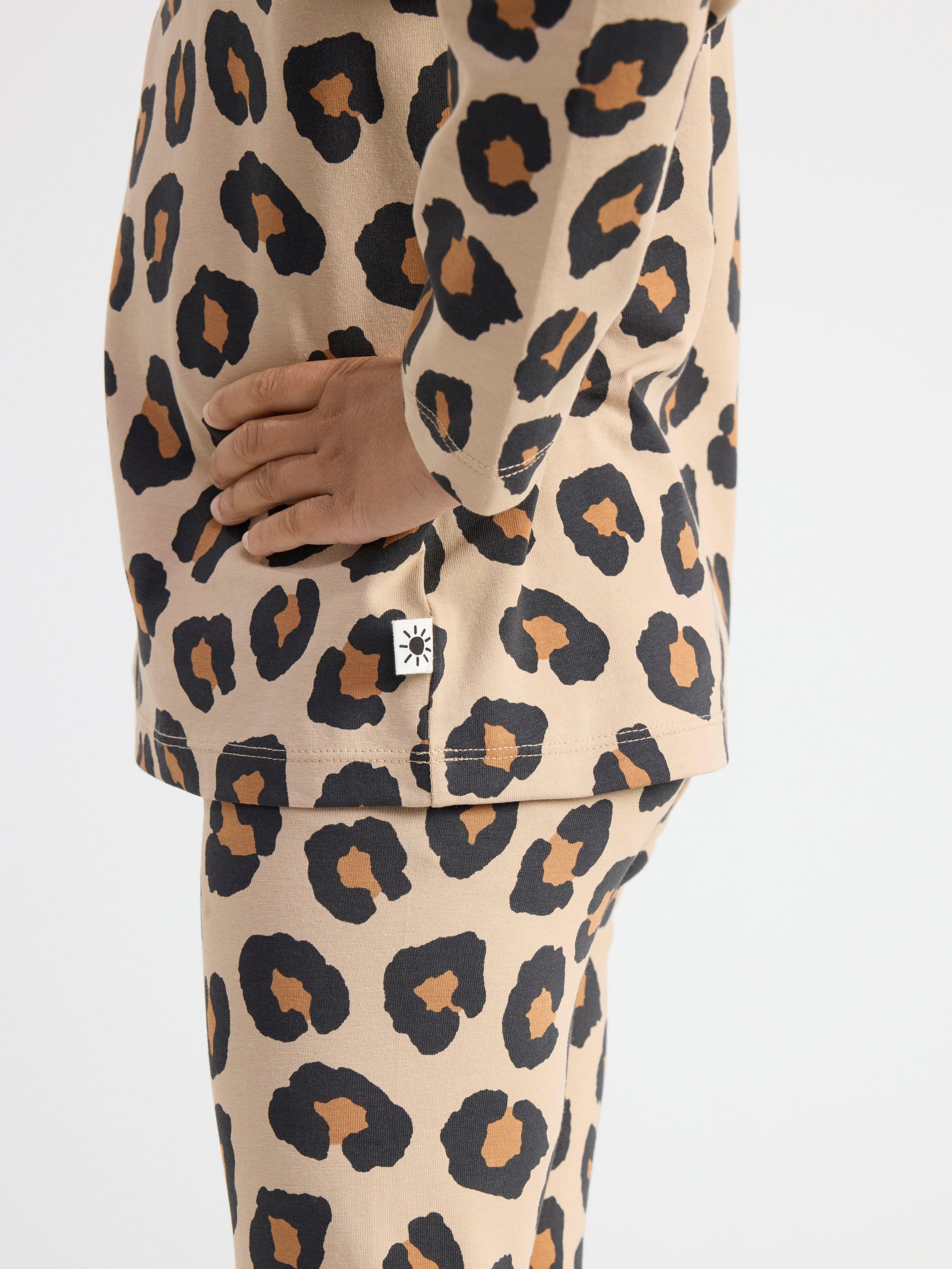 Long sleeve top with leo print Beige