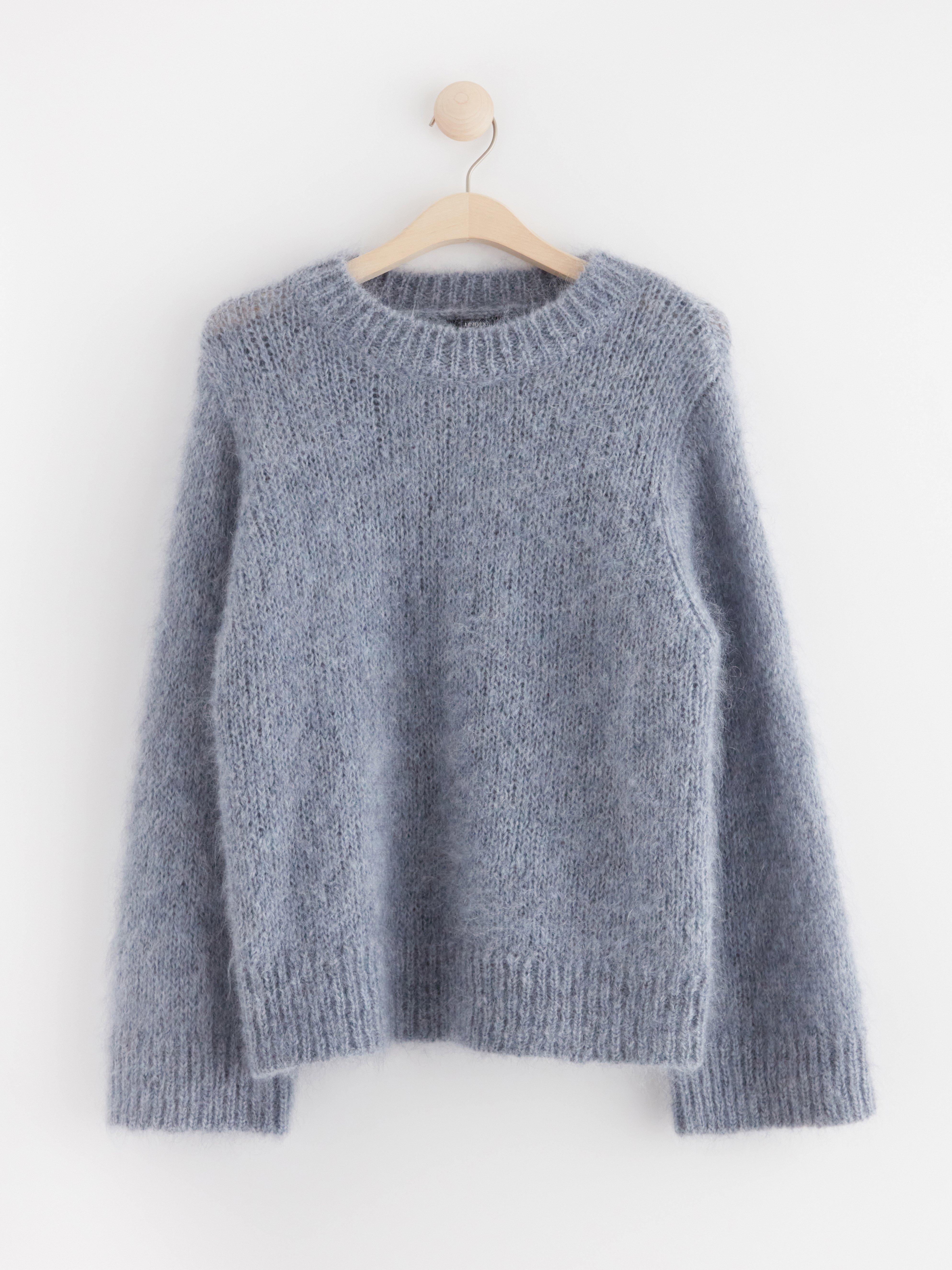 Jumper in wool and mohair blend blue