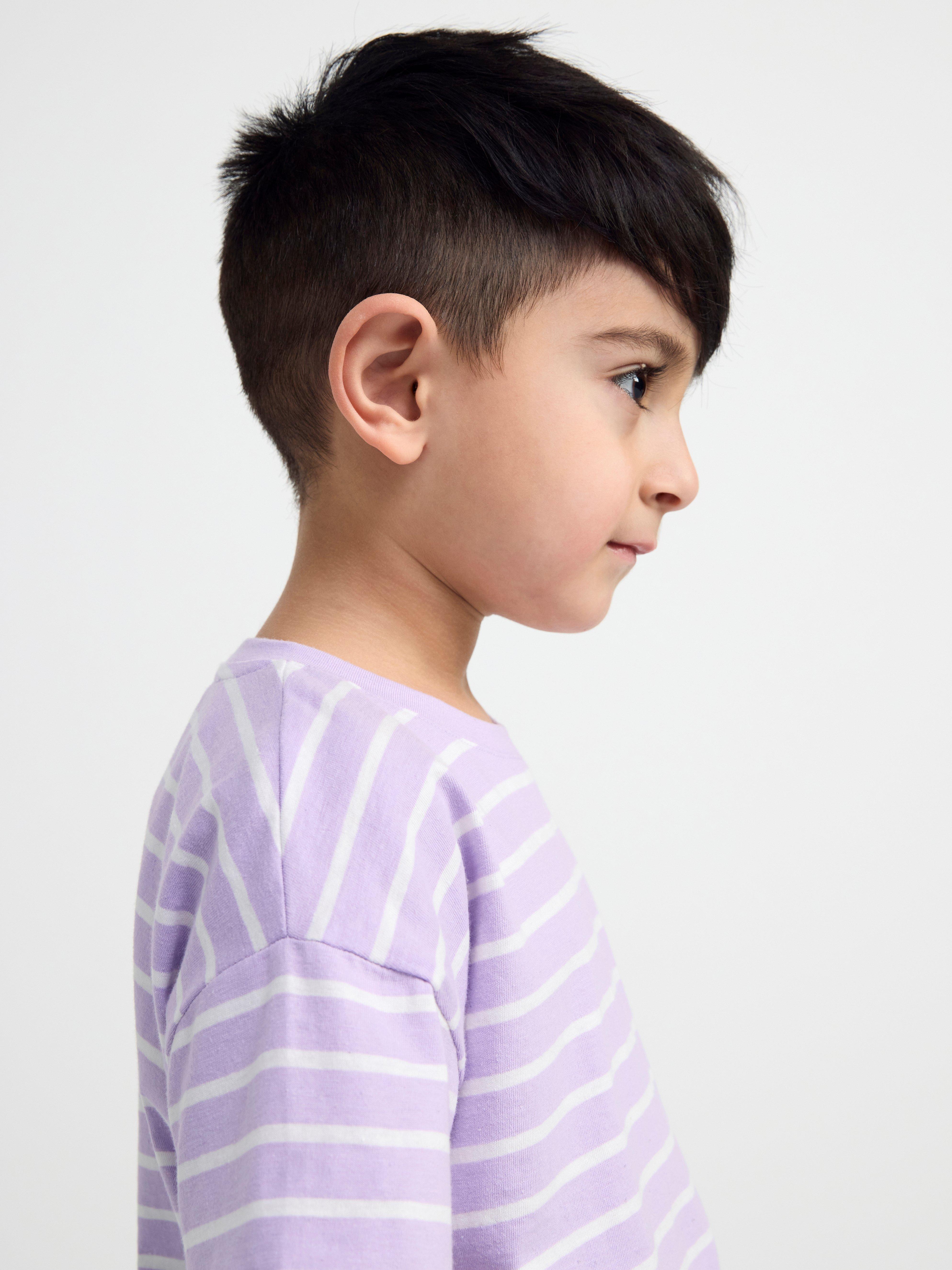 Oversize t-shirt with stripes Light Lilac