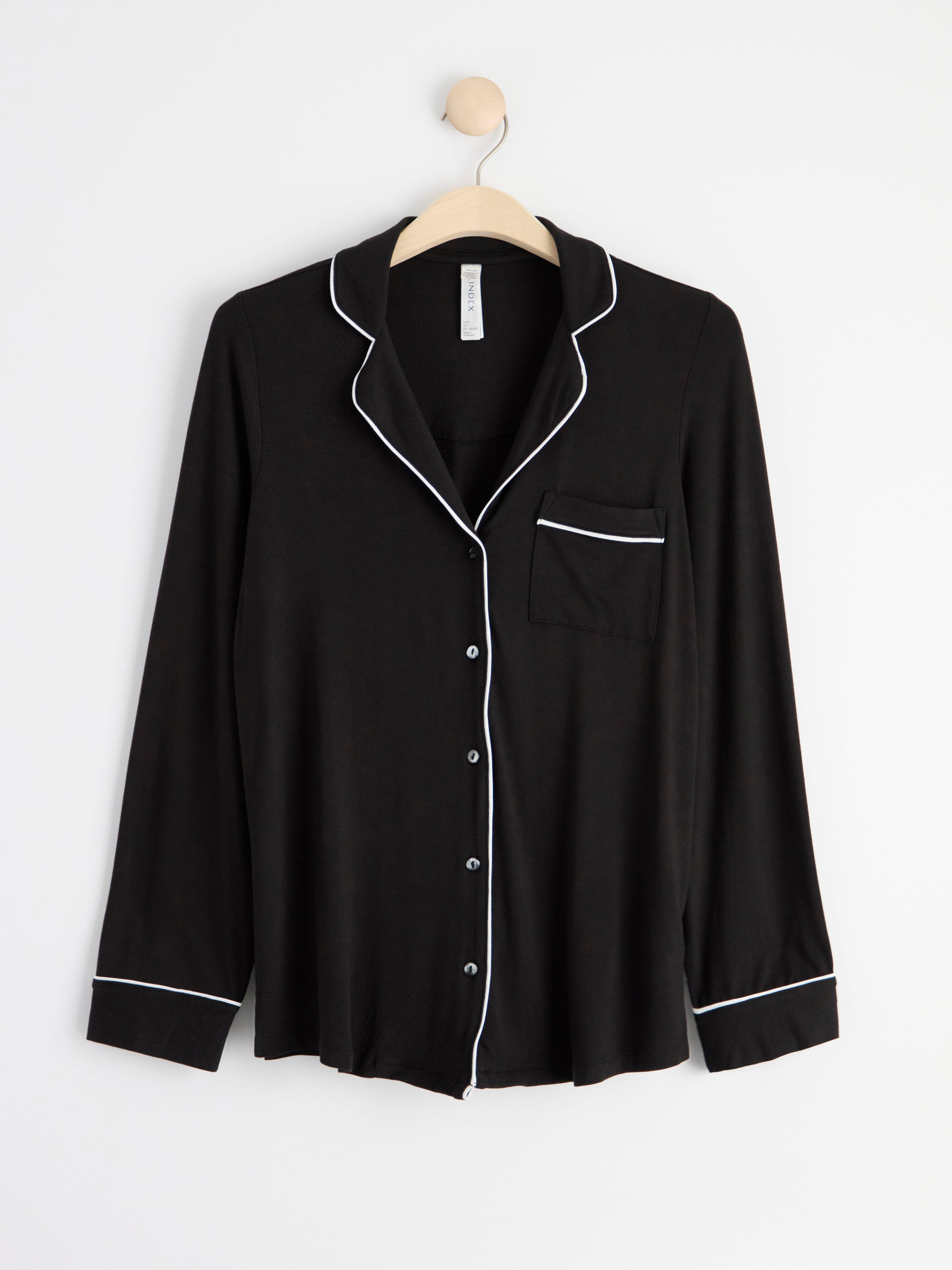 Pyjama shirt in soft jersey Black