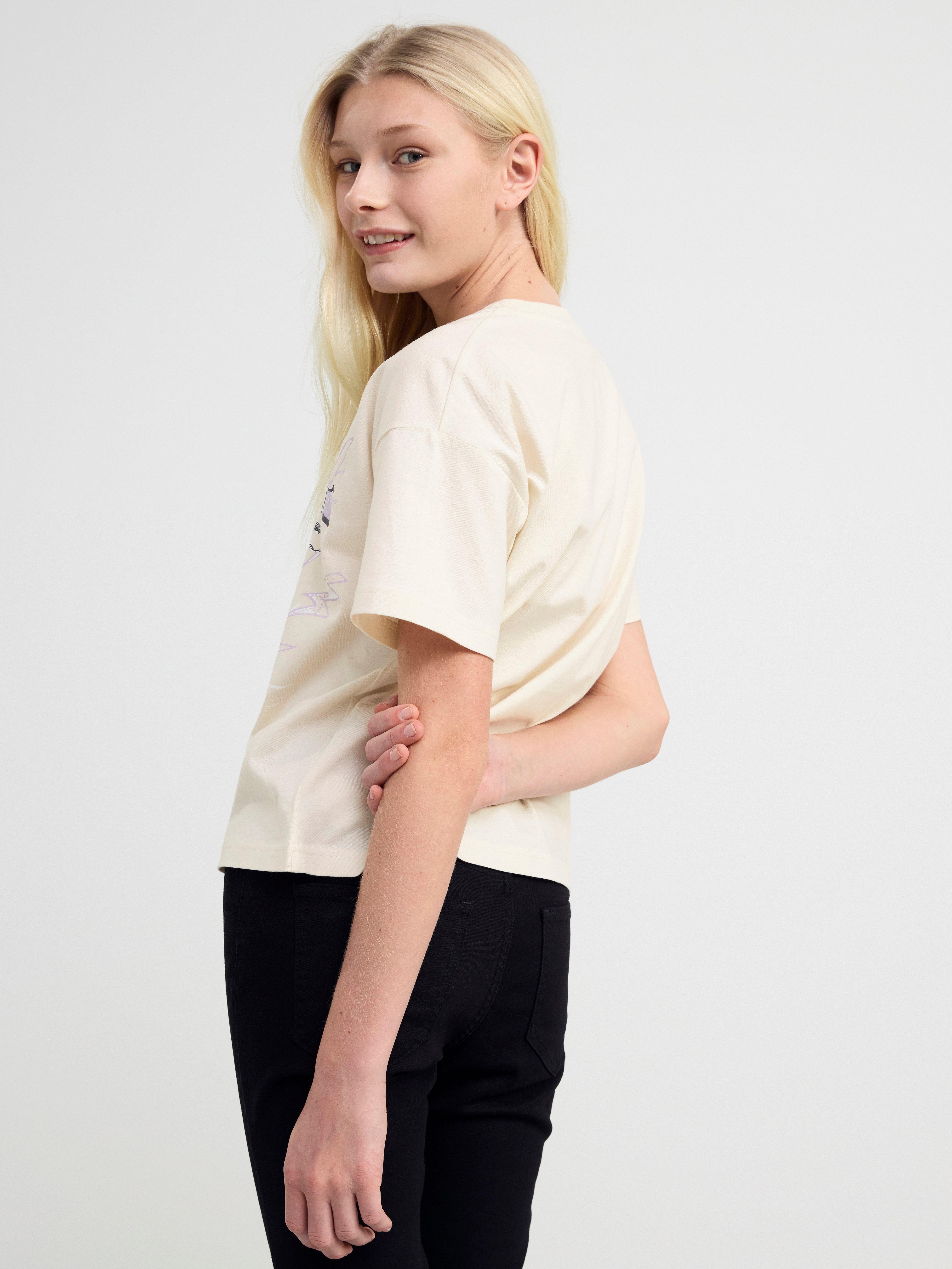 Short sleeve top with front print Light Beige