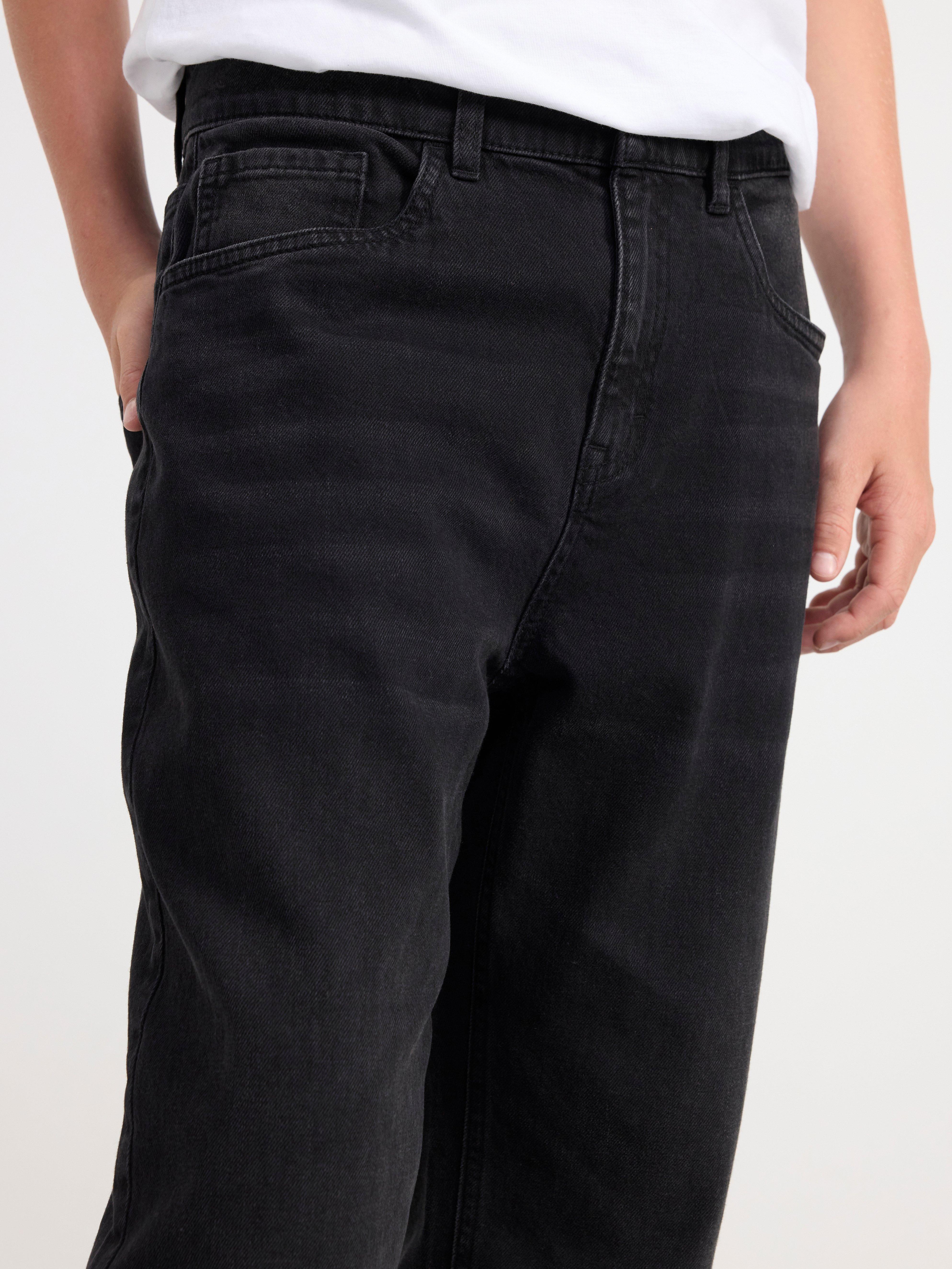 Wilmer Wide tapered leg regular waist jeans Black