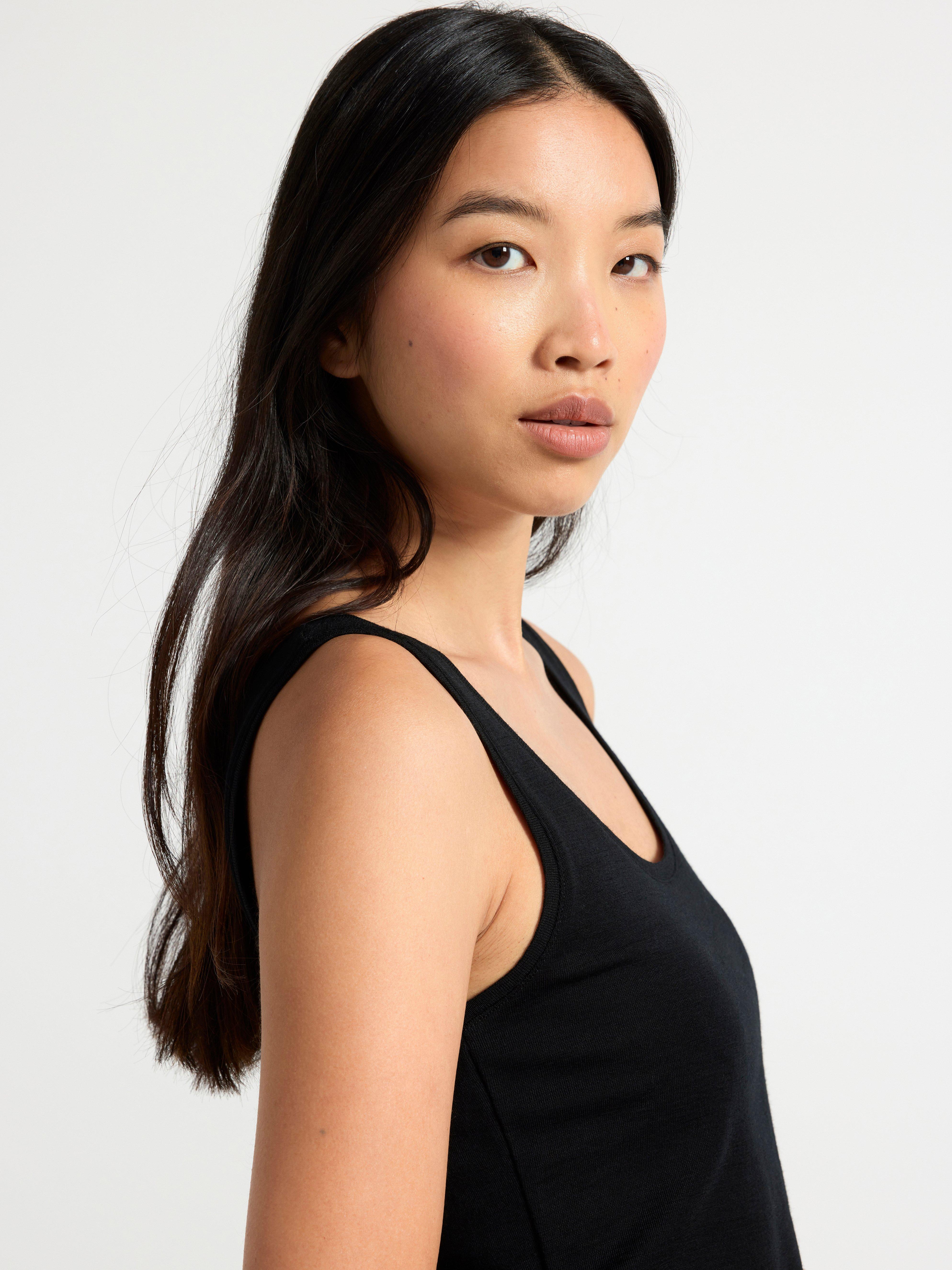 Tank top in merino wool Black
