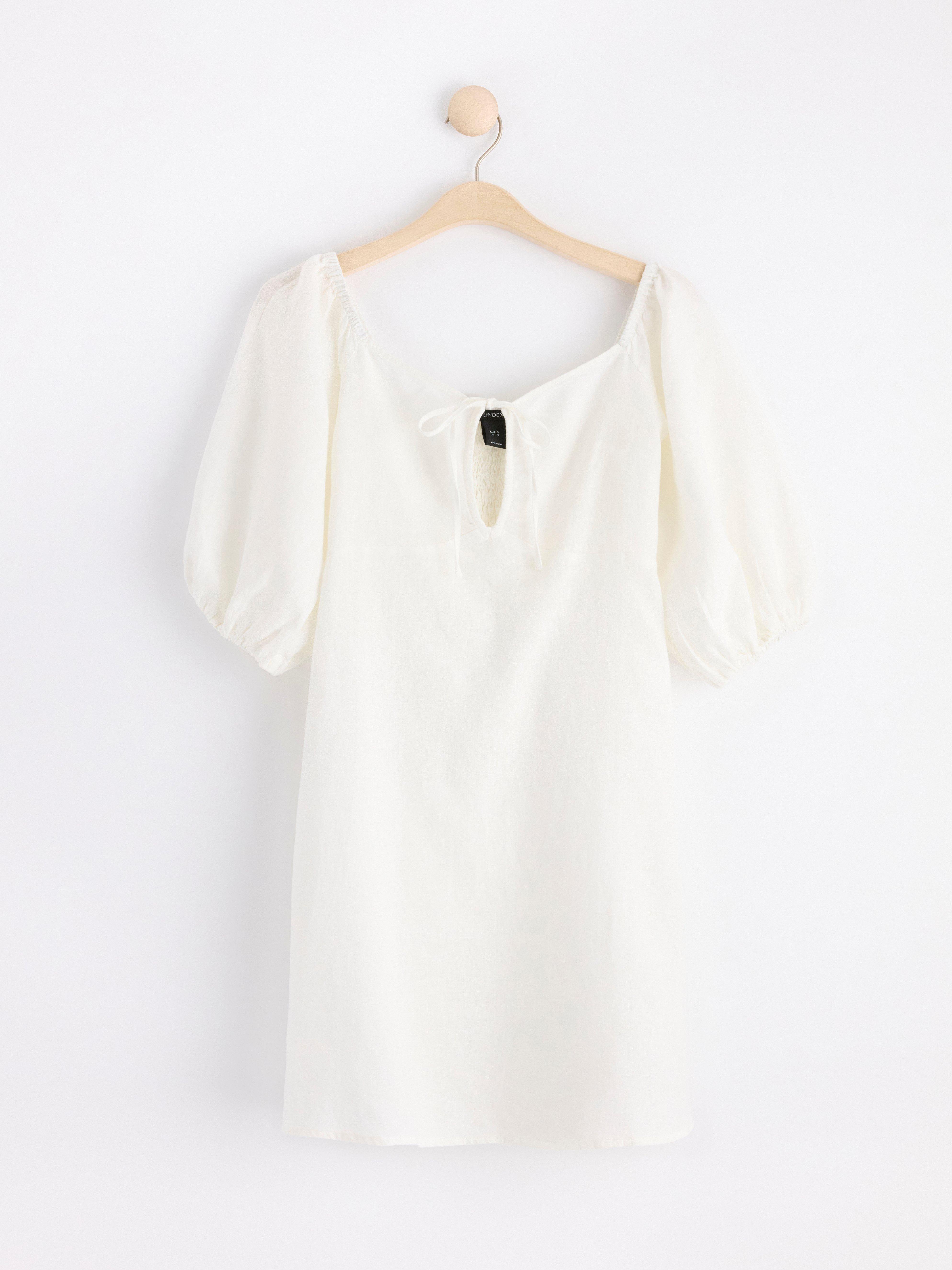 Linen mini dress White