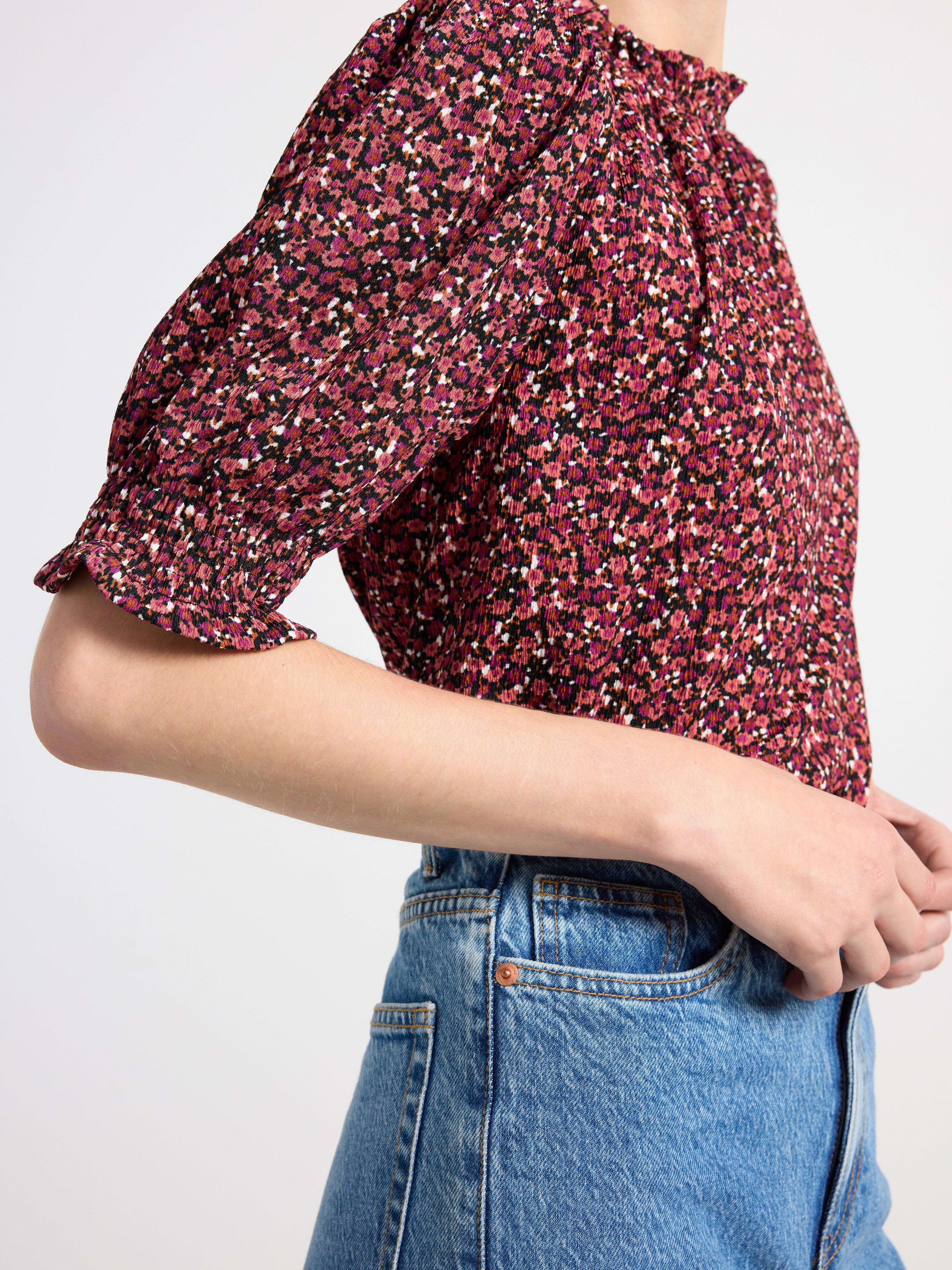 Puff sleeve blouse Dark Pink