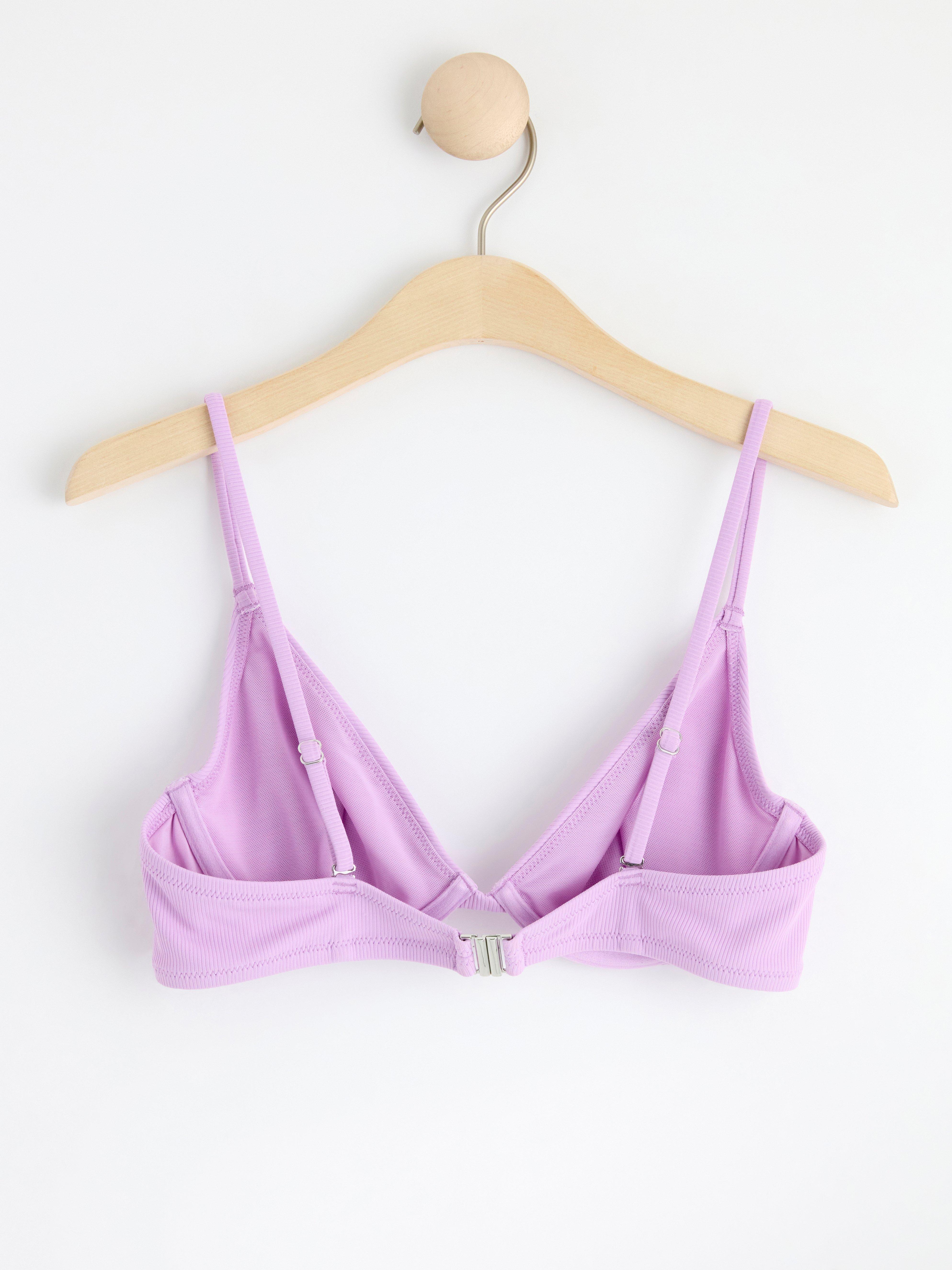 Ribbed unpadded bikini bra with underwire Light Lilac