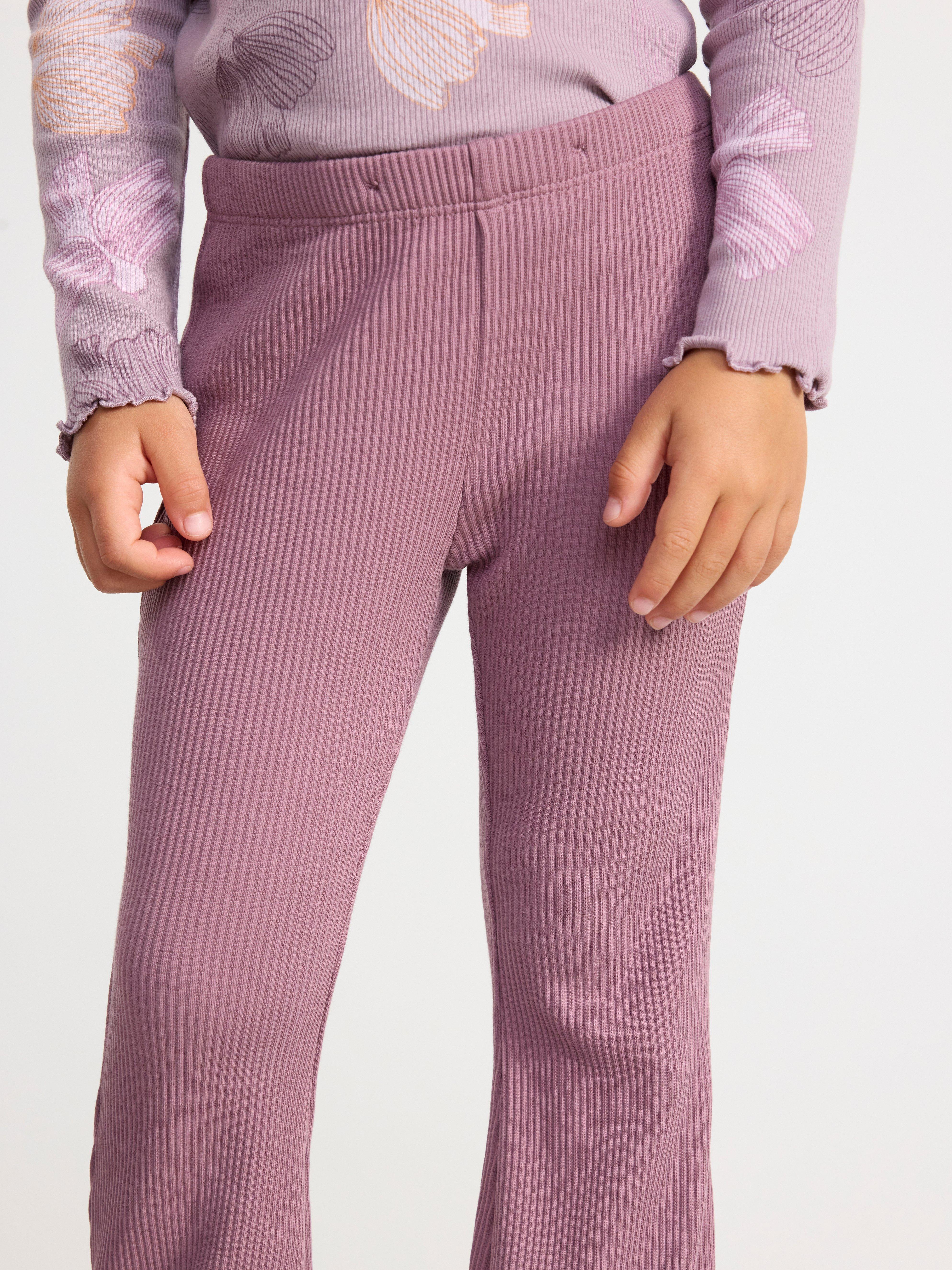 Ribbed flared leggings Dusty Lilac