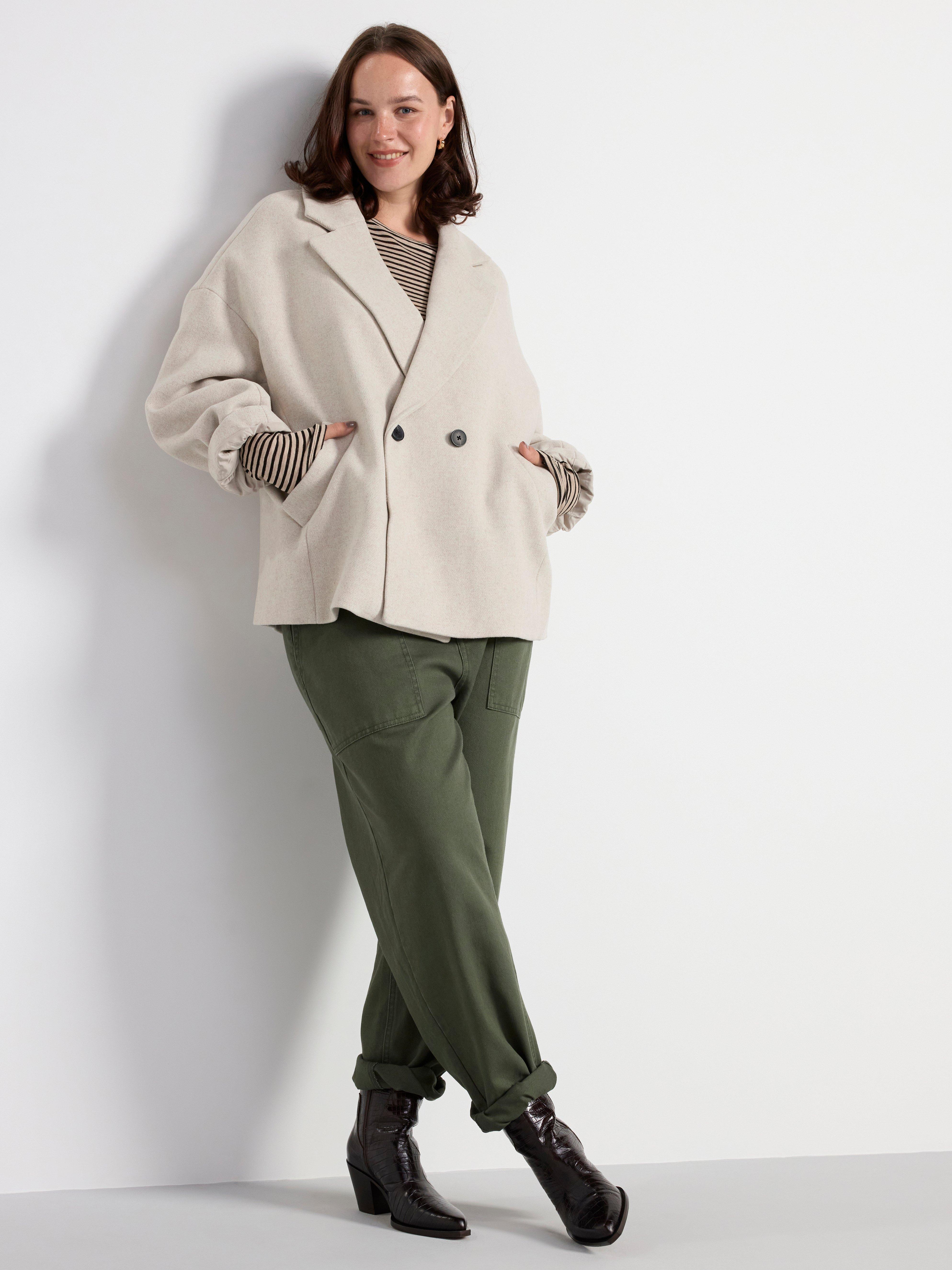 Jacket in wool blend with double button closure Light Beige Melange