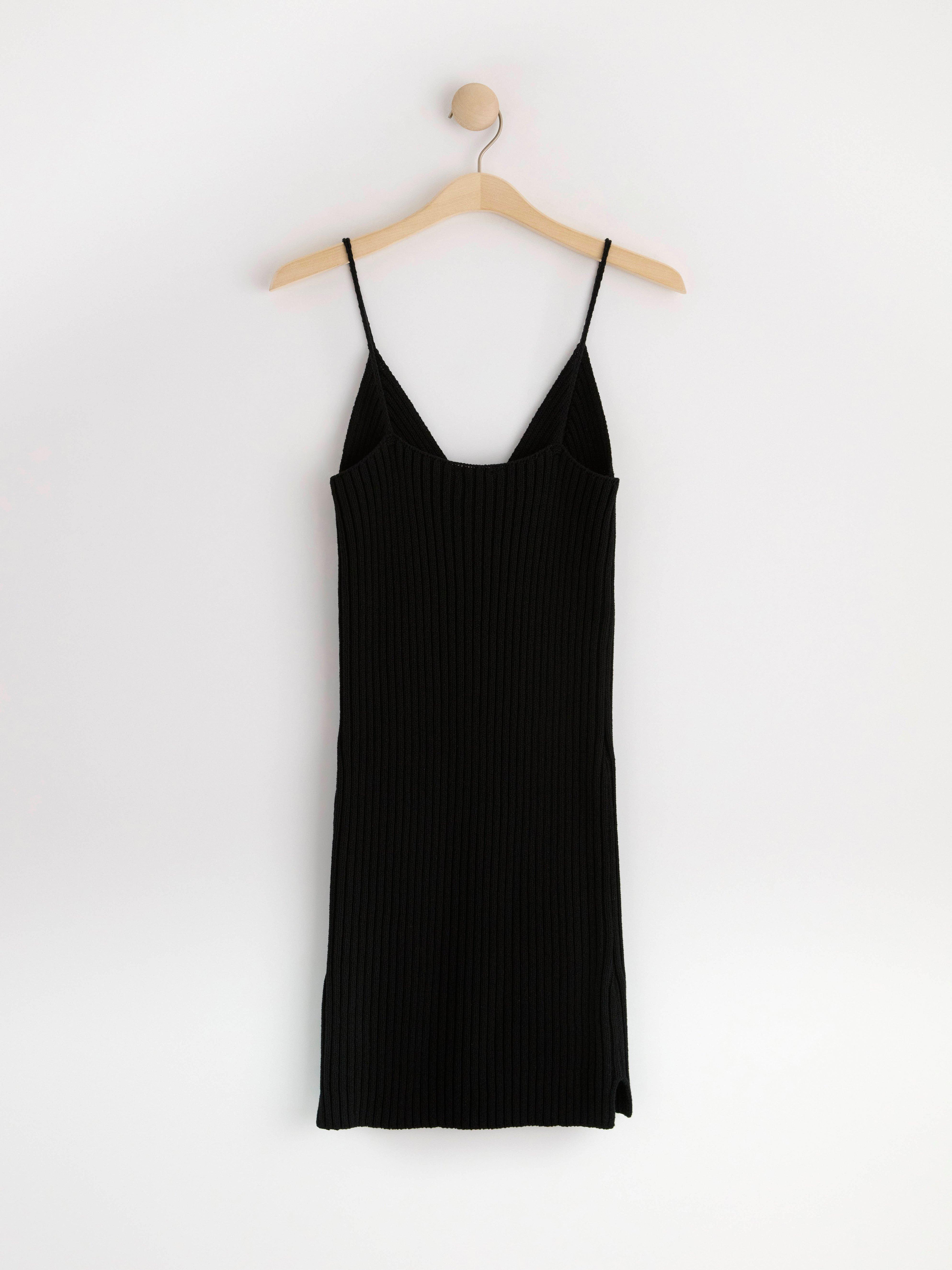 Strappy knitted mini dress Black