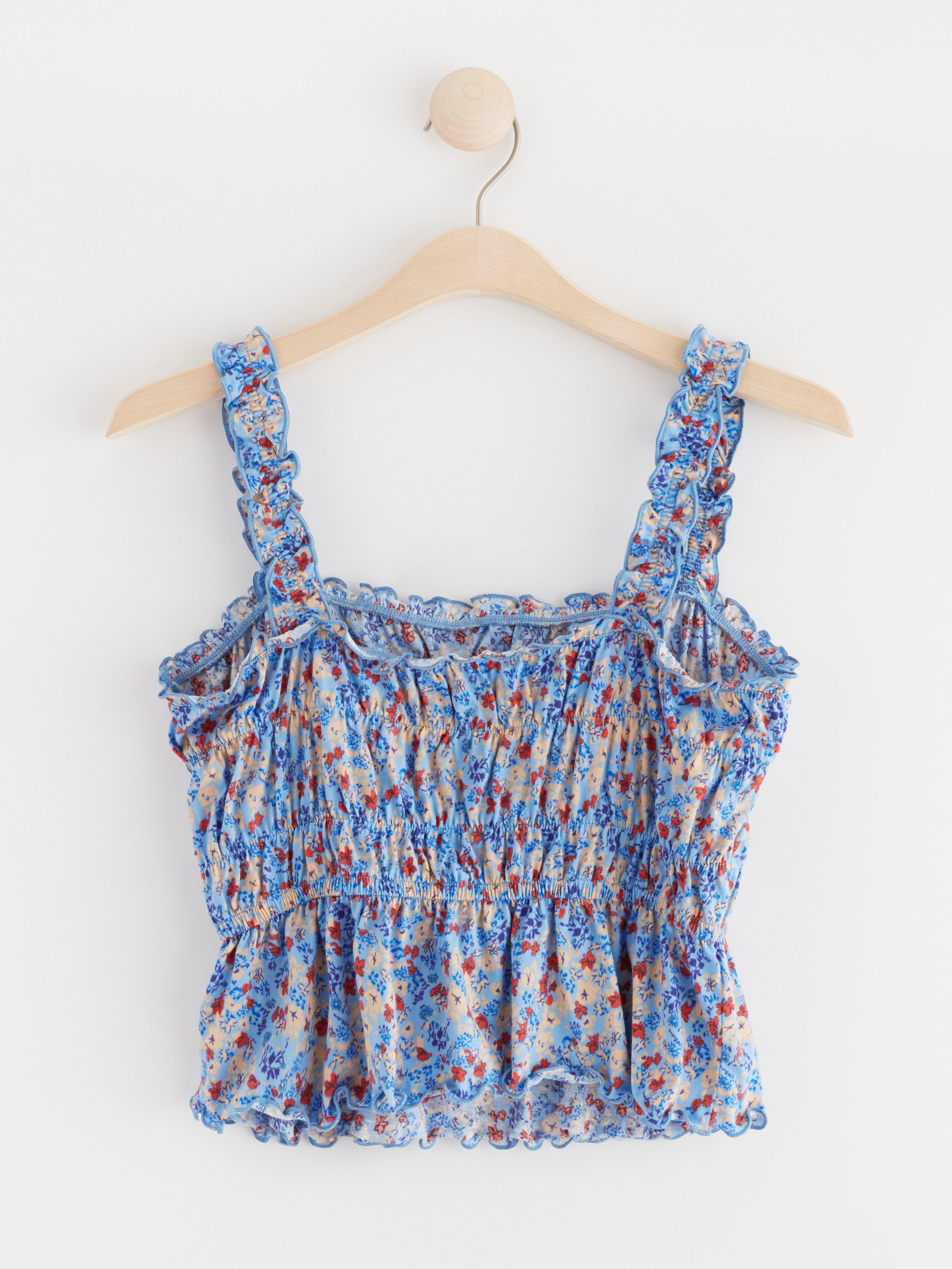 Tank top with flowers Light Blue
