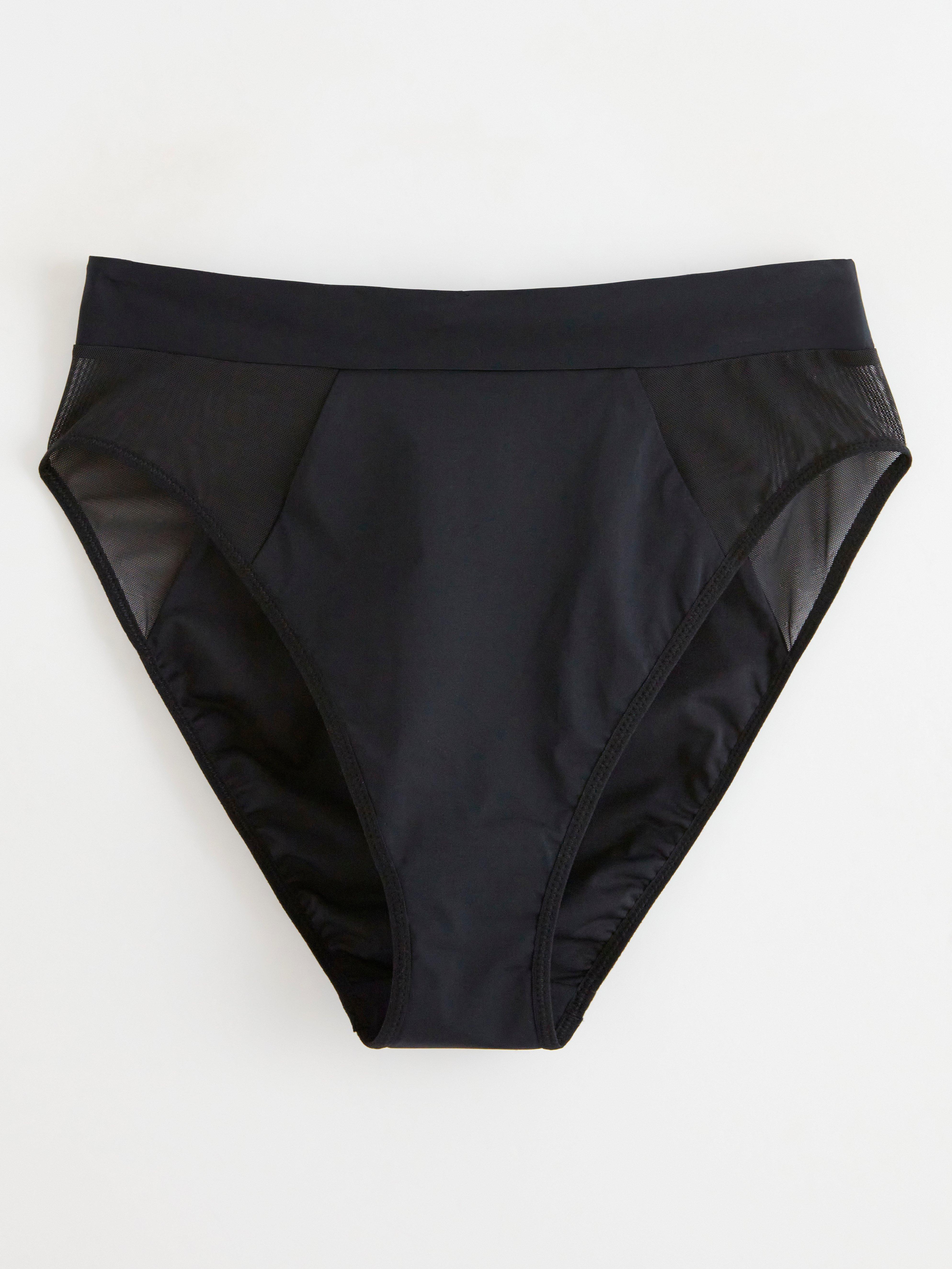 High waist bikini briefs with mesh Black