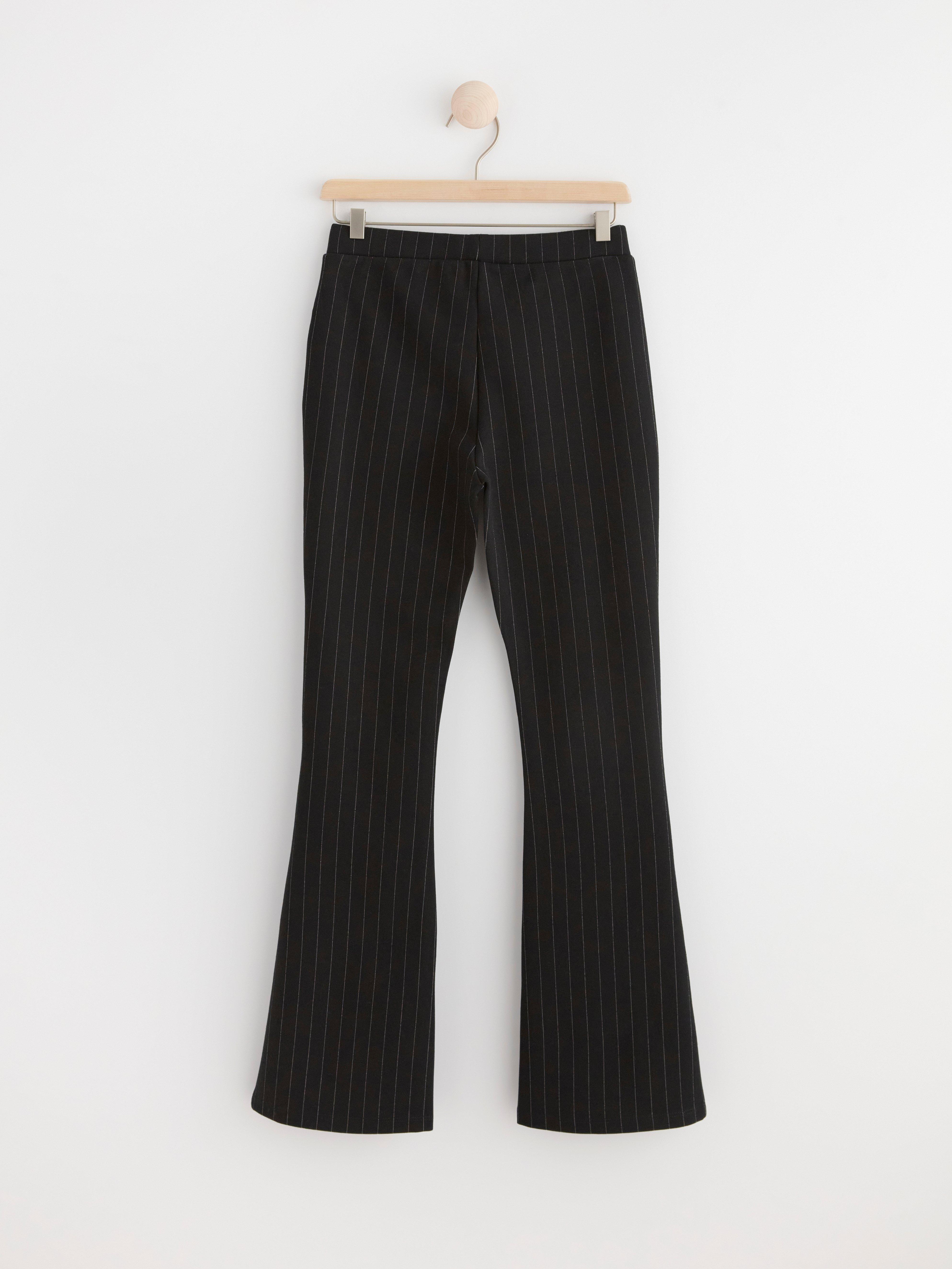 Flared trousers with stripes Black