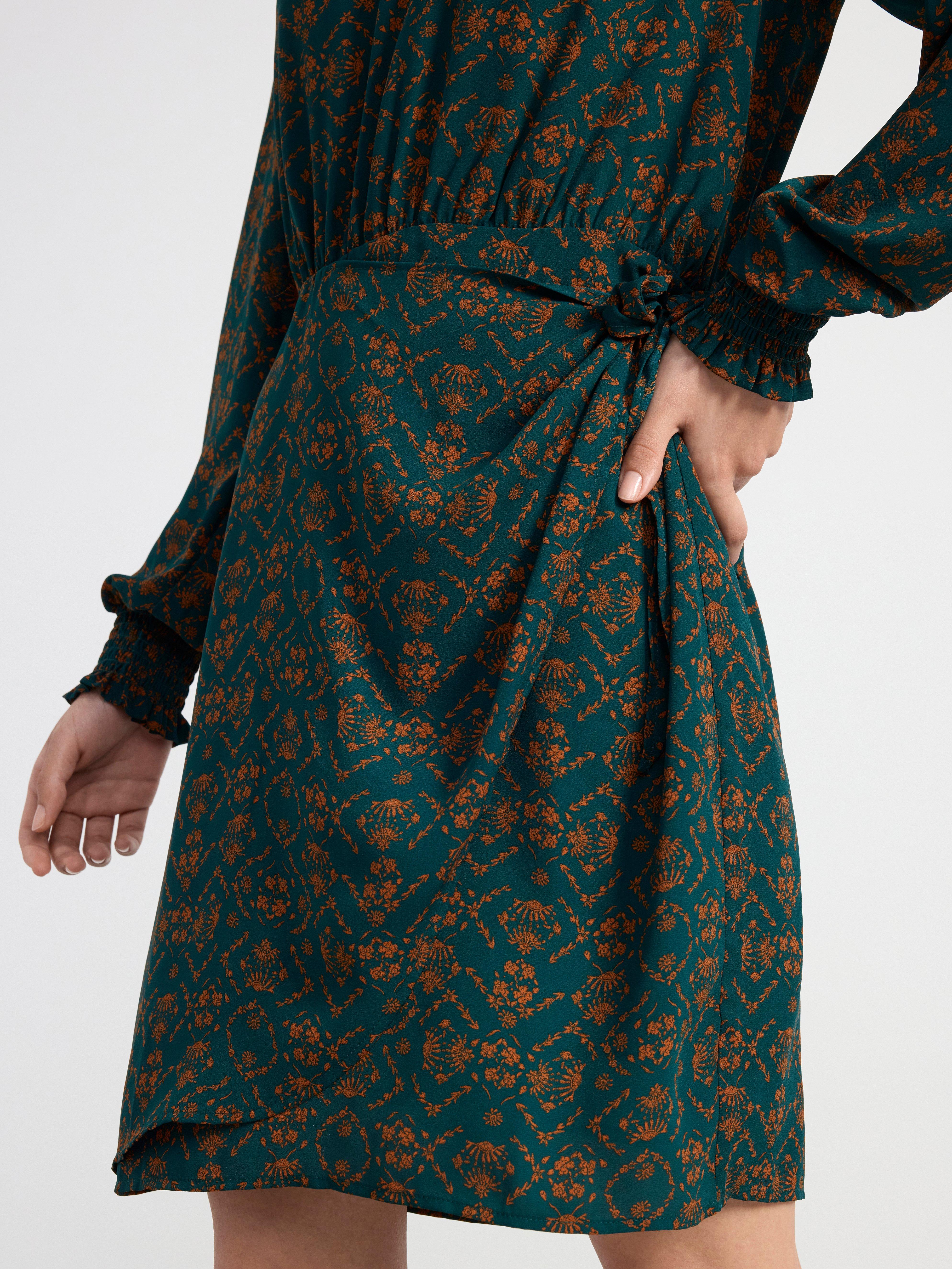 Long sleeve dress with pattern Dark Green