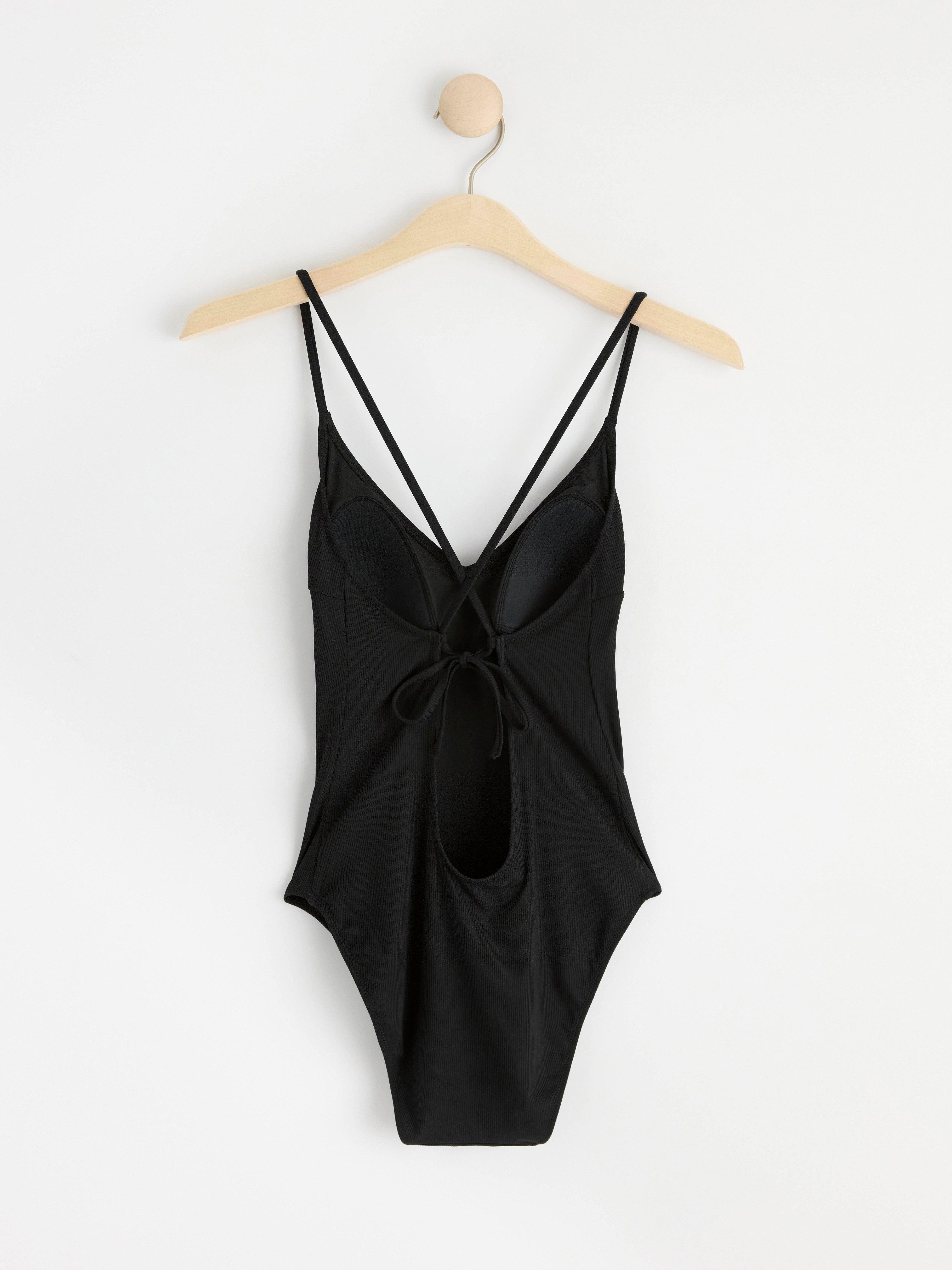Ribbed swimsuit Black