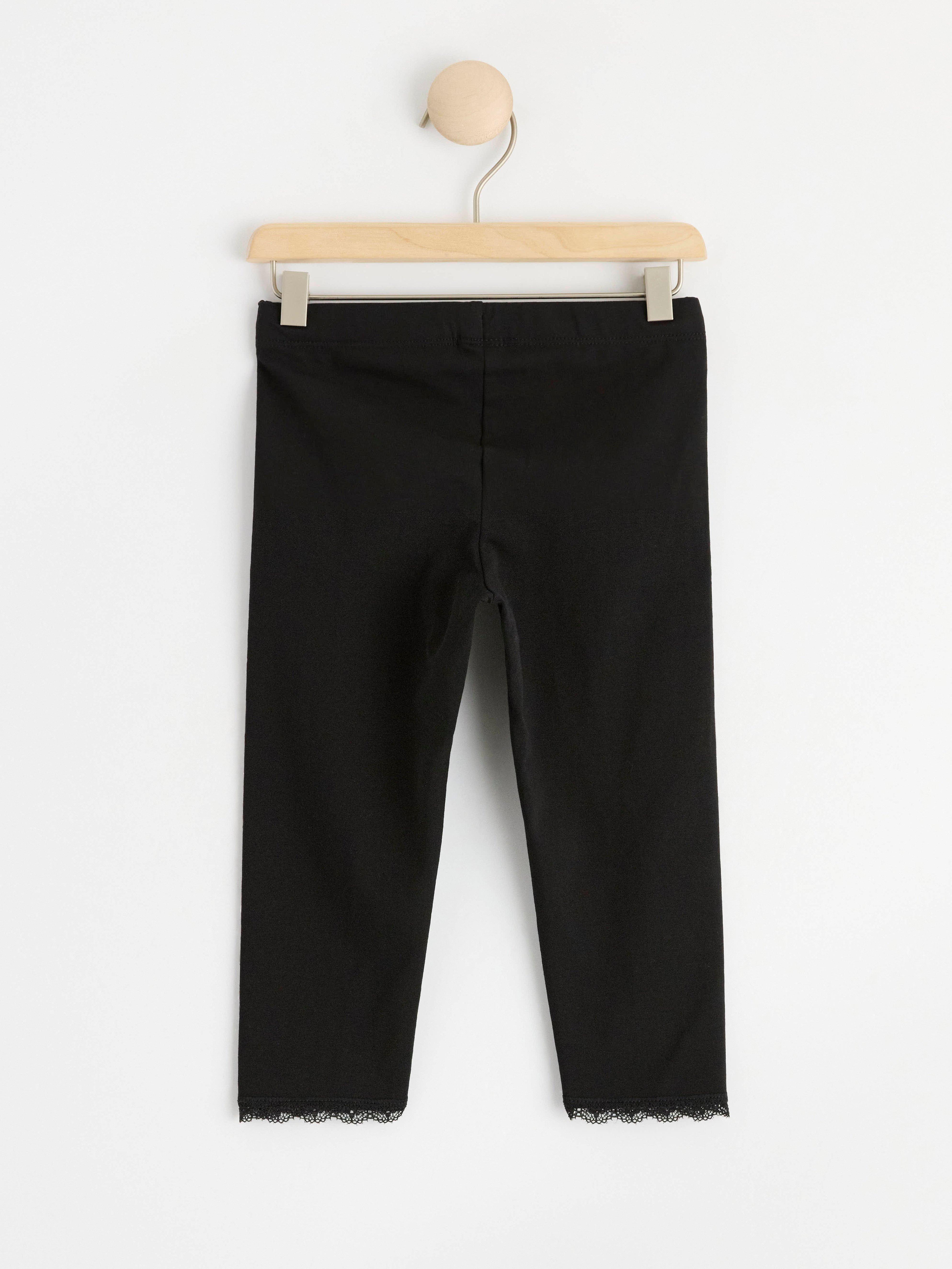 Capri leggings with lace trim Off black