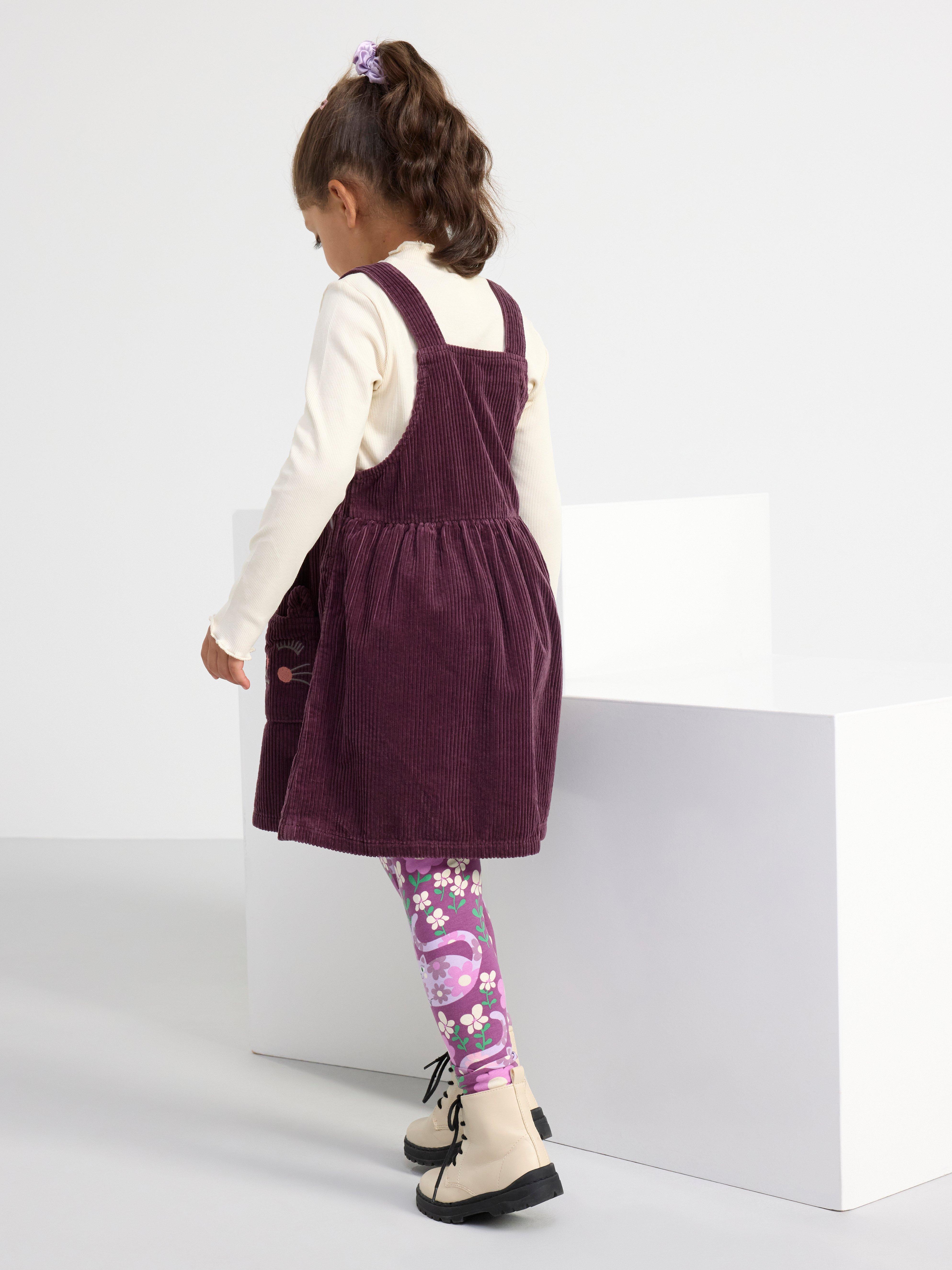 Bib dress in corduroy Dark Lilac