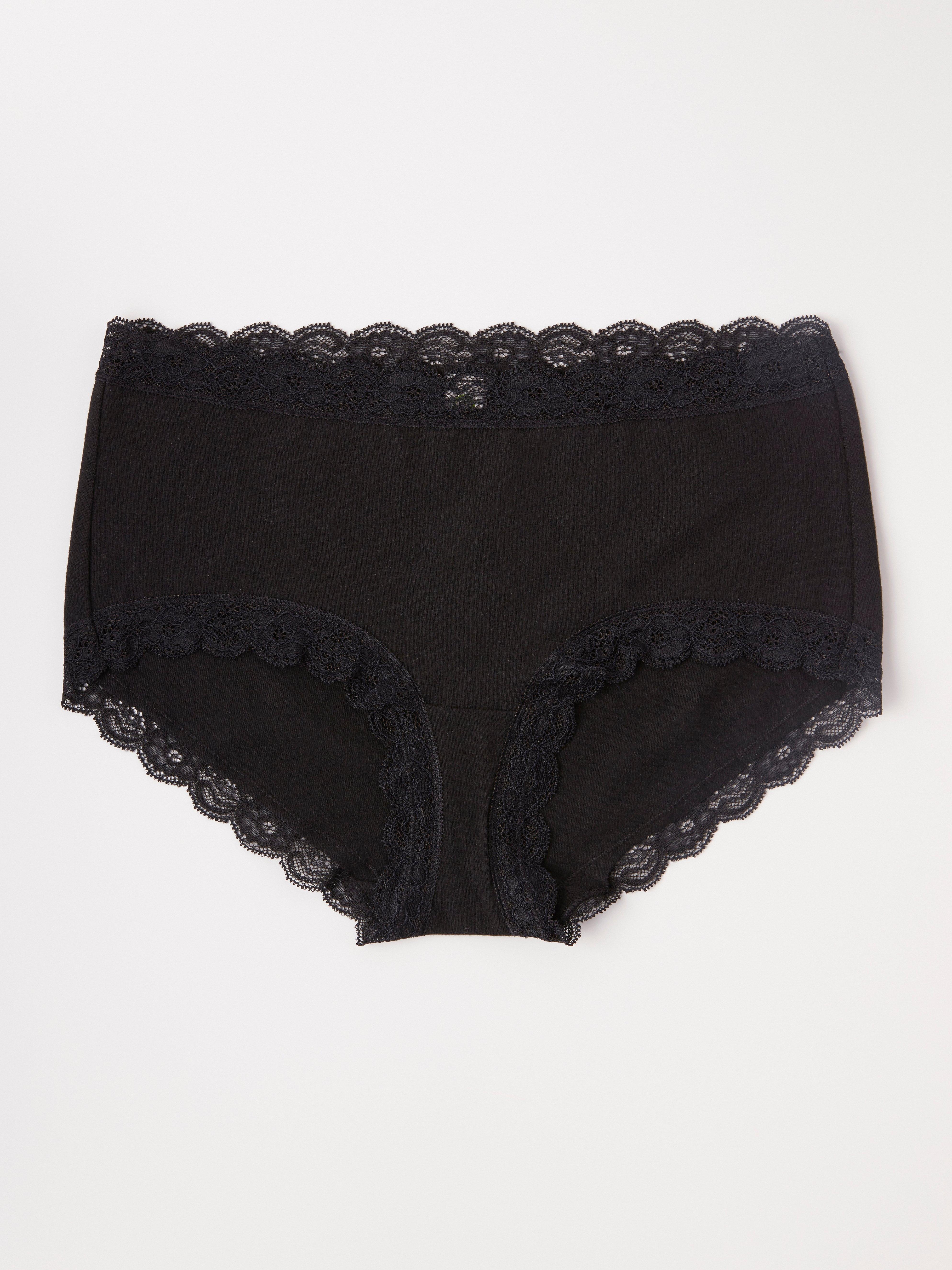 Regular waist brief with lace trim Black