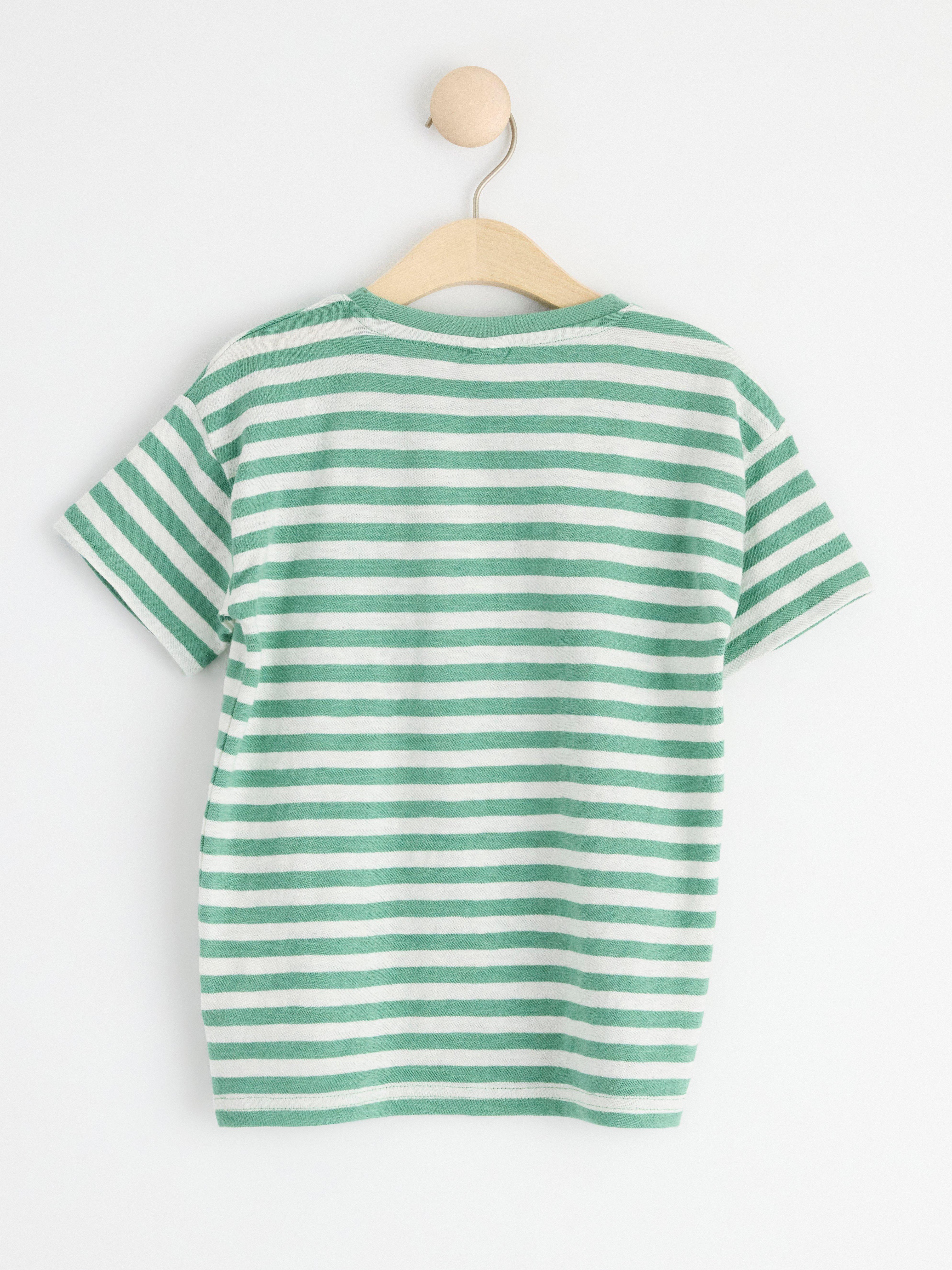 Short sleeve top with stripes Dusty Green