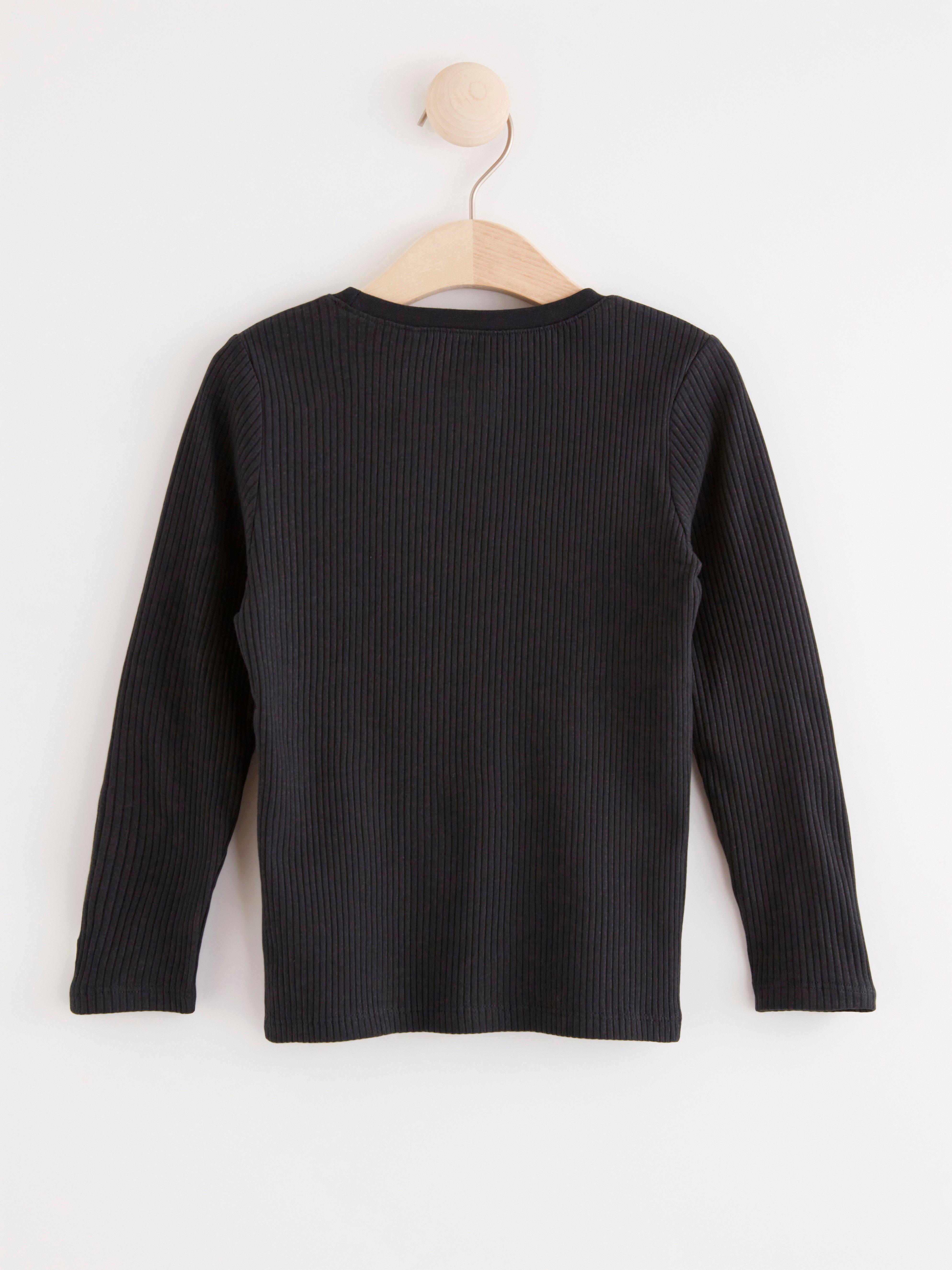 Ribbed long sleeve top Off black