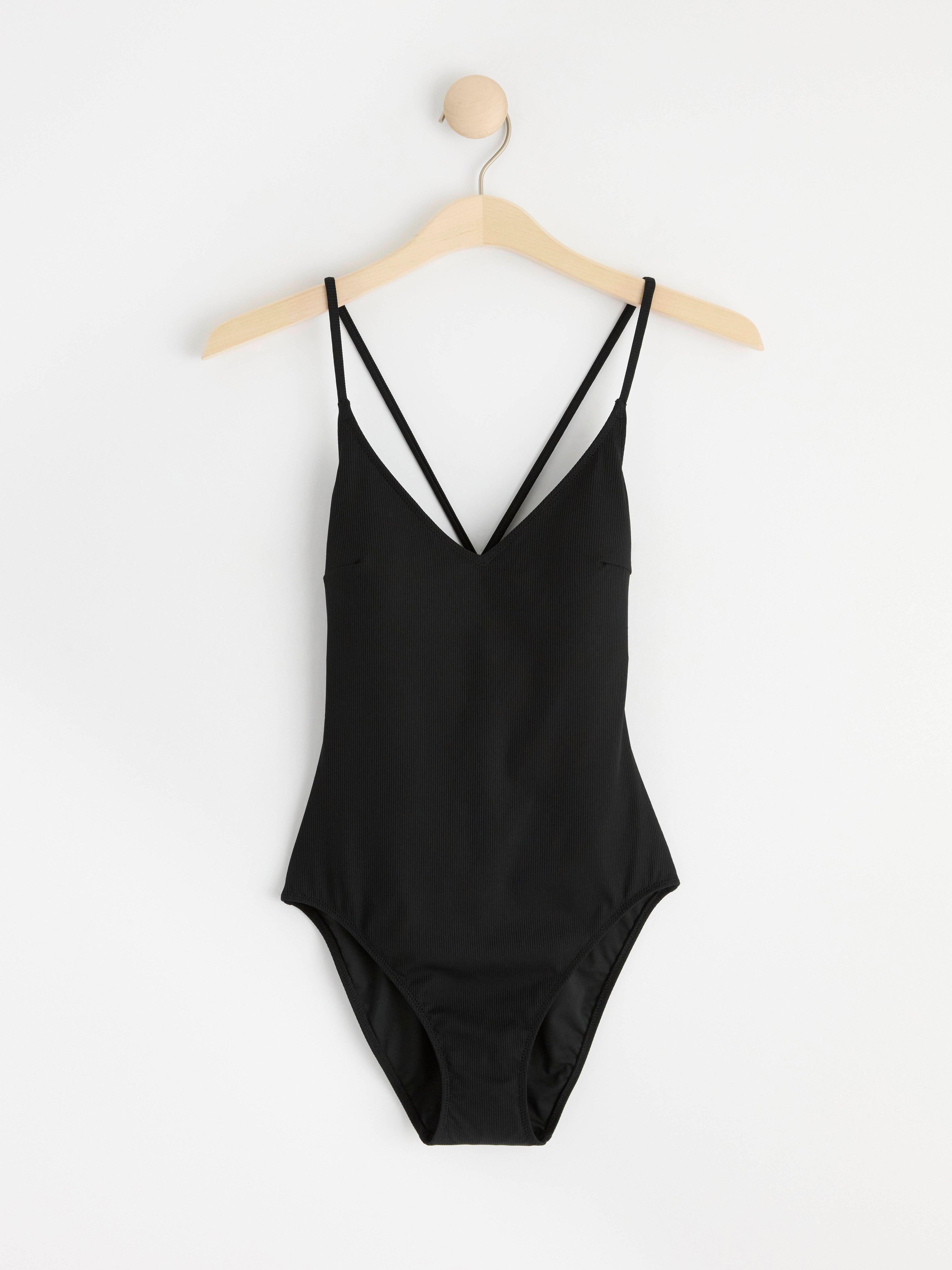 Ribbed swimsuit Black