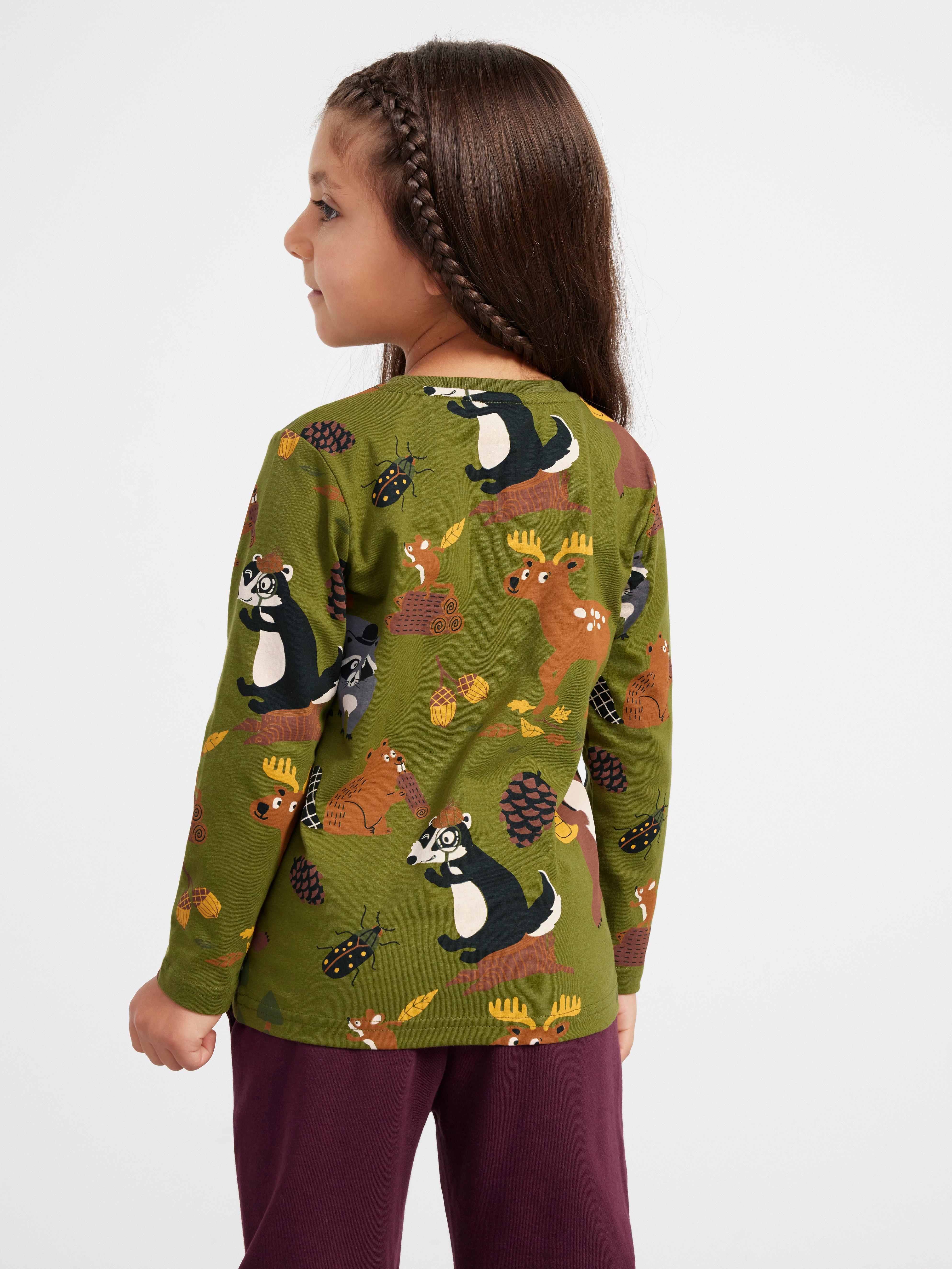 Top with animal print Dark Green