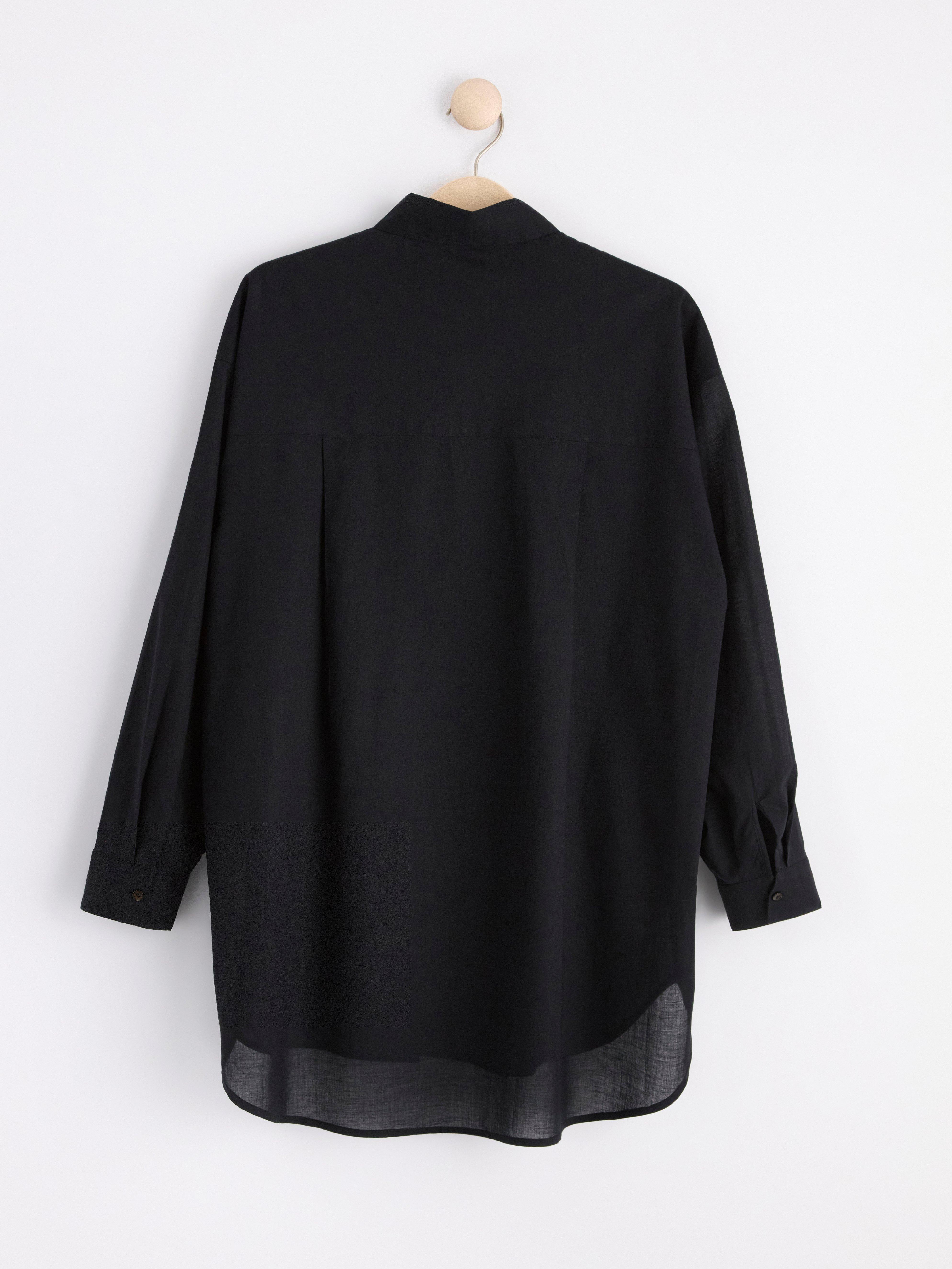 Long sleeve cotton shirt Black