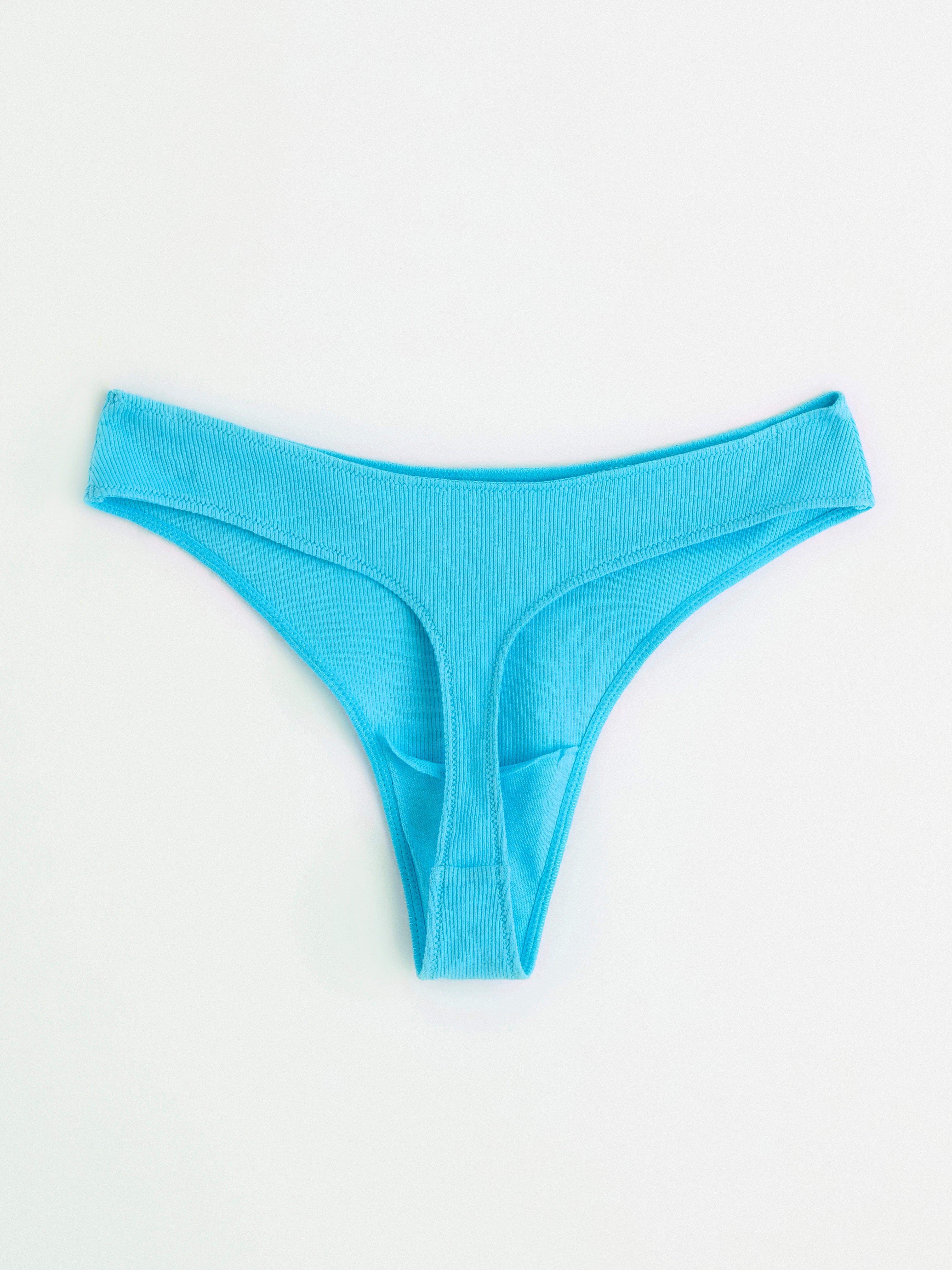 Ribbed thong low Turquoise